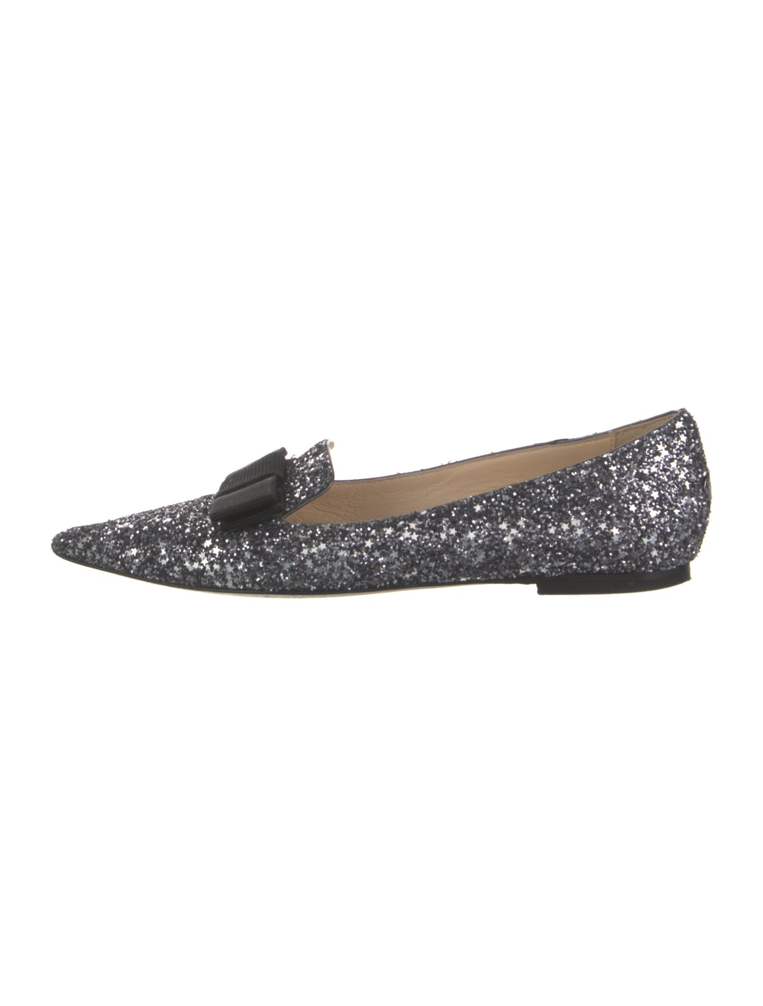 Jimmy Choo Glitter Bow Accents Loafers