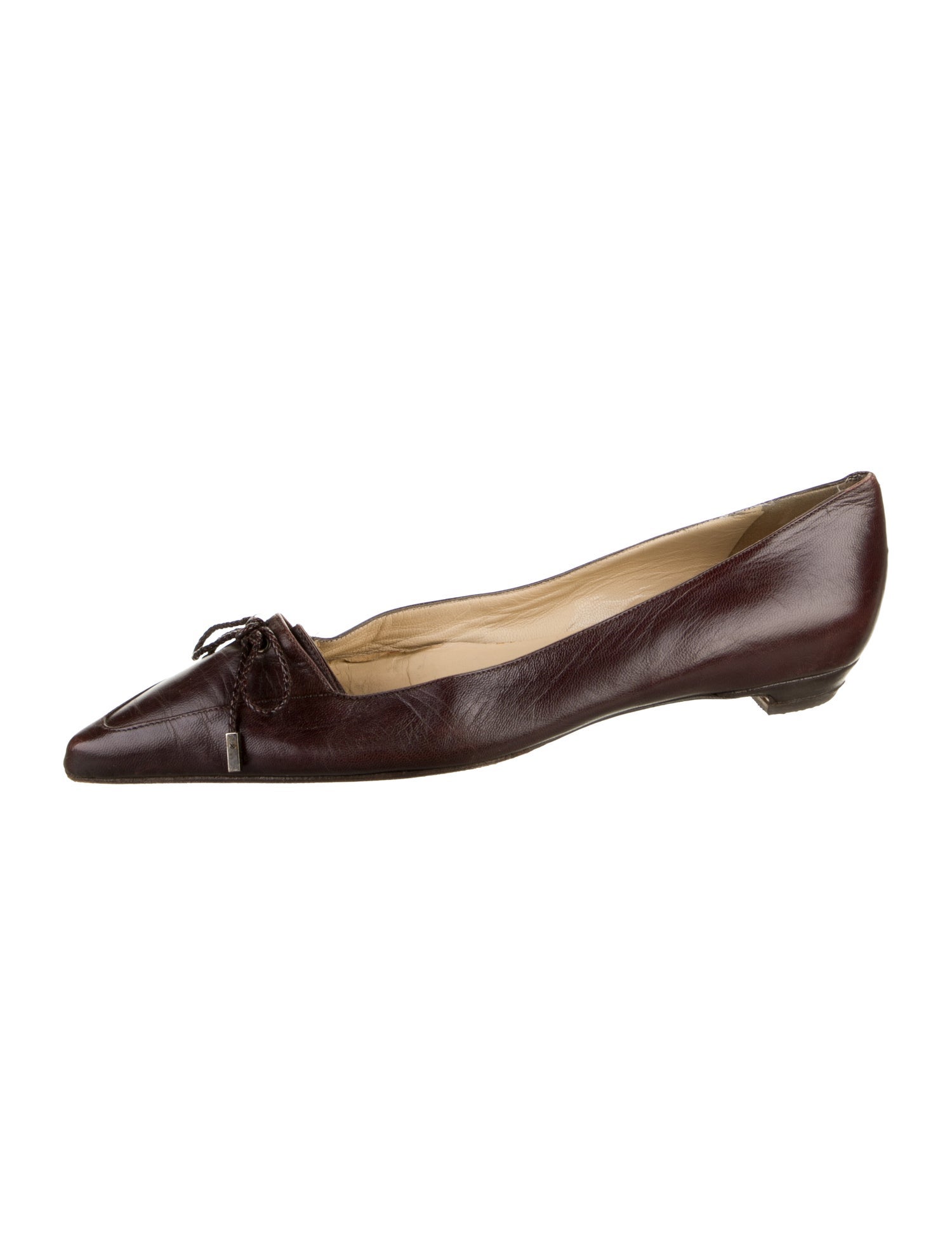 Jimmy Choo Leather Bow Accents Ballet Flats