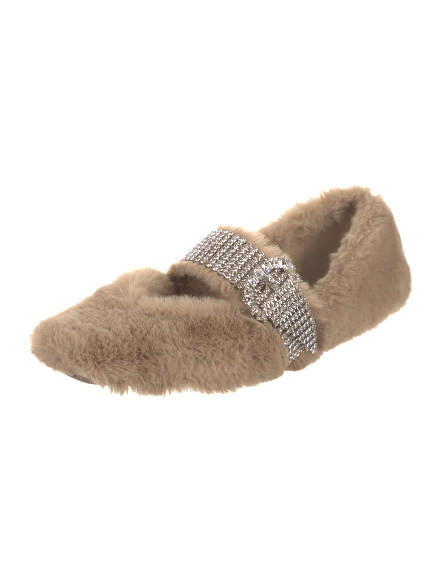 Jimmy Choo Faux Fur Crystal Embellishments Flats