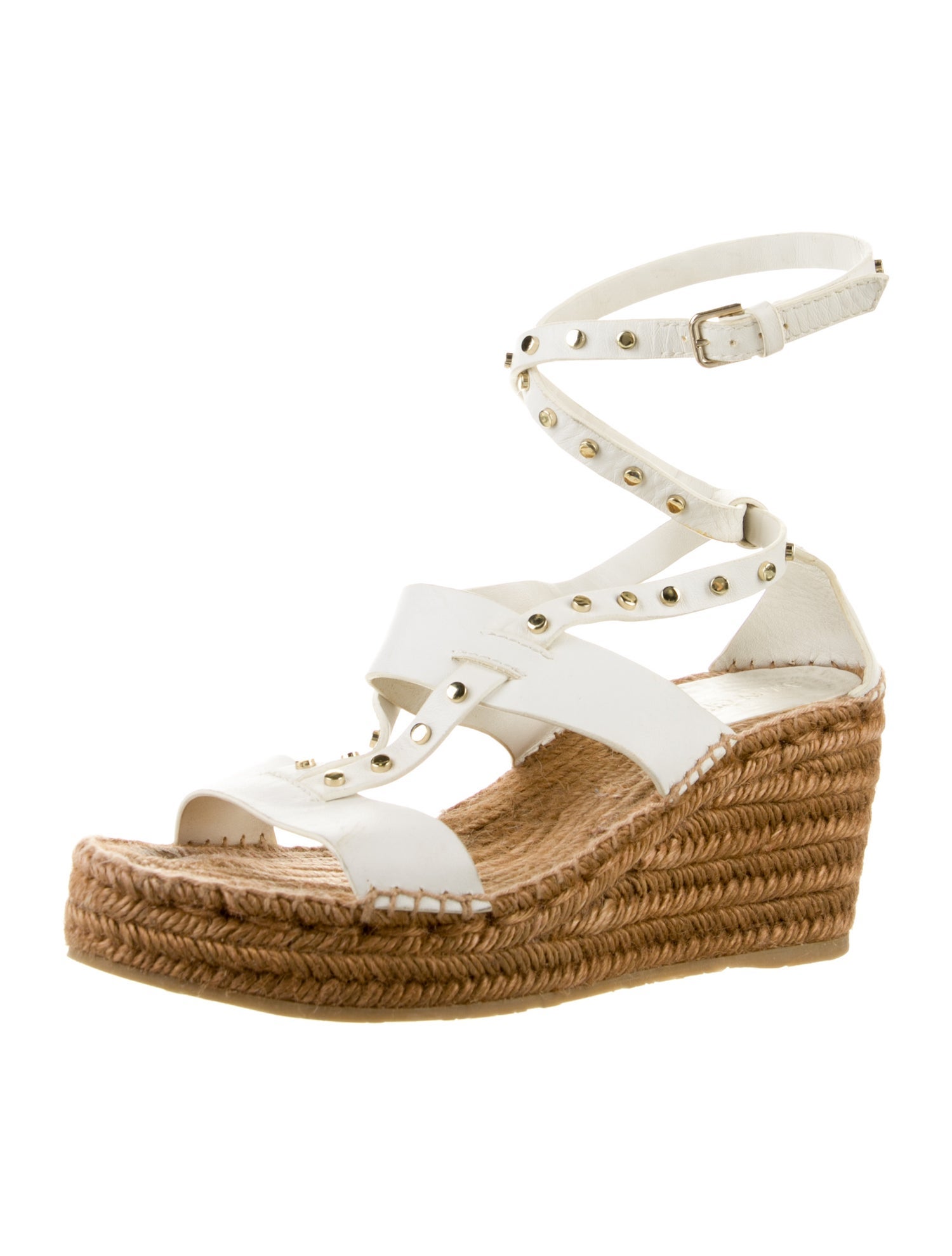 Jimmy Choo Leather Studded Accents Espadrilles