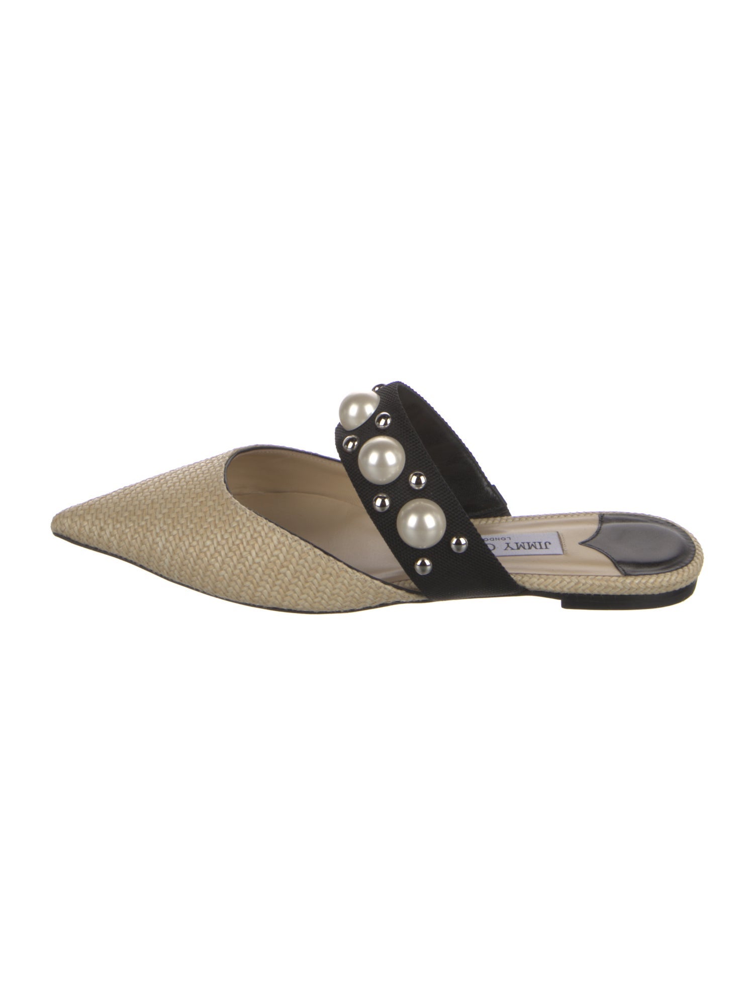 Jimmy Choo Raffia Studded Accents Mules