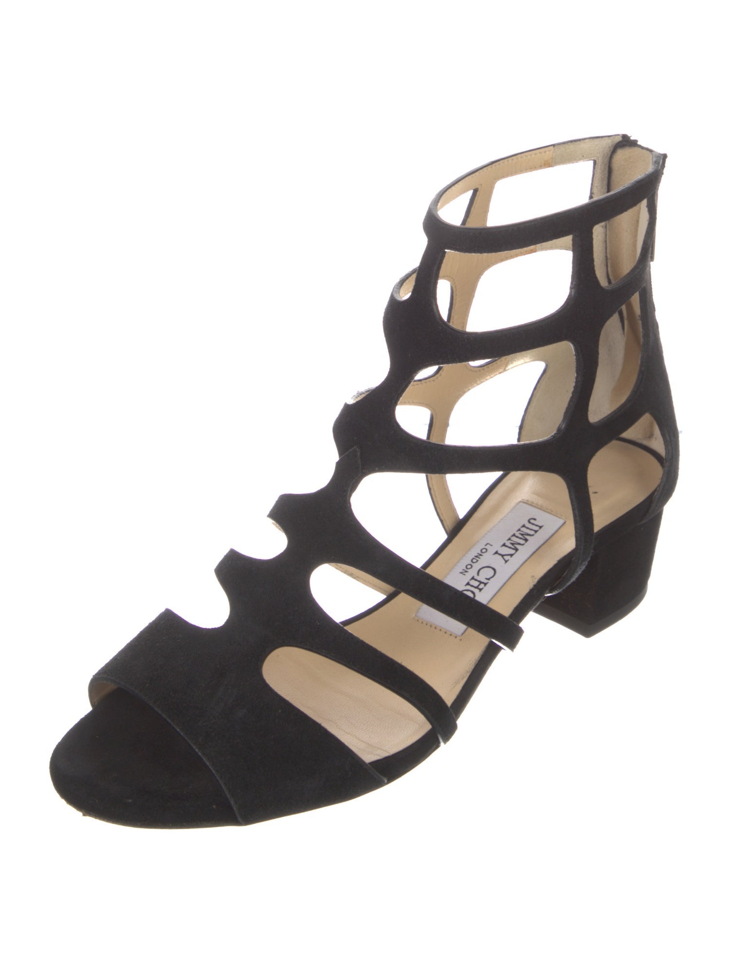 Jimmy Choo Suede Cutout Accent Gladiator Sandals