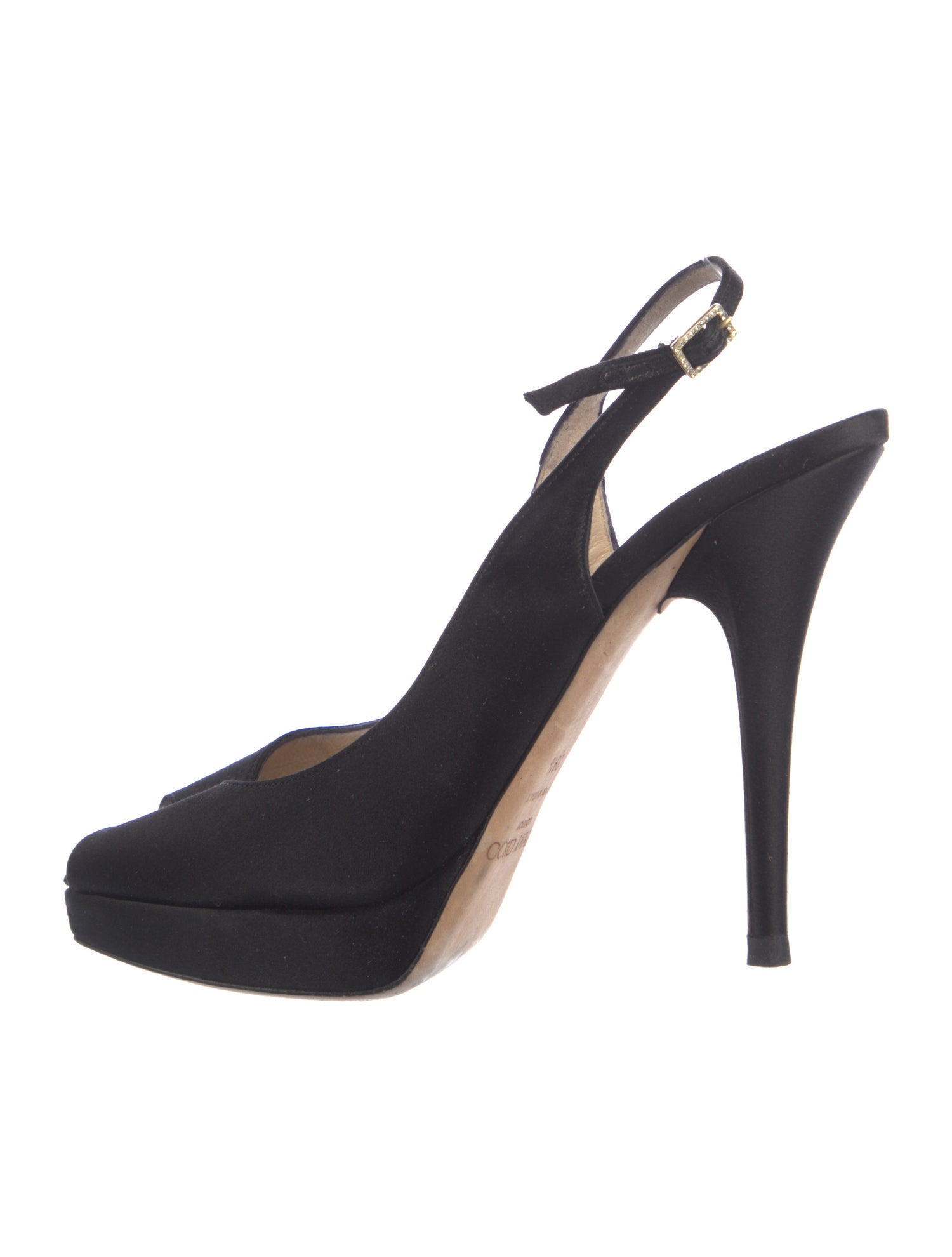 Jimmy Choo Satin Crystal Embellishments Slingback Pumps