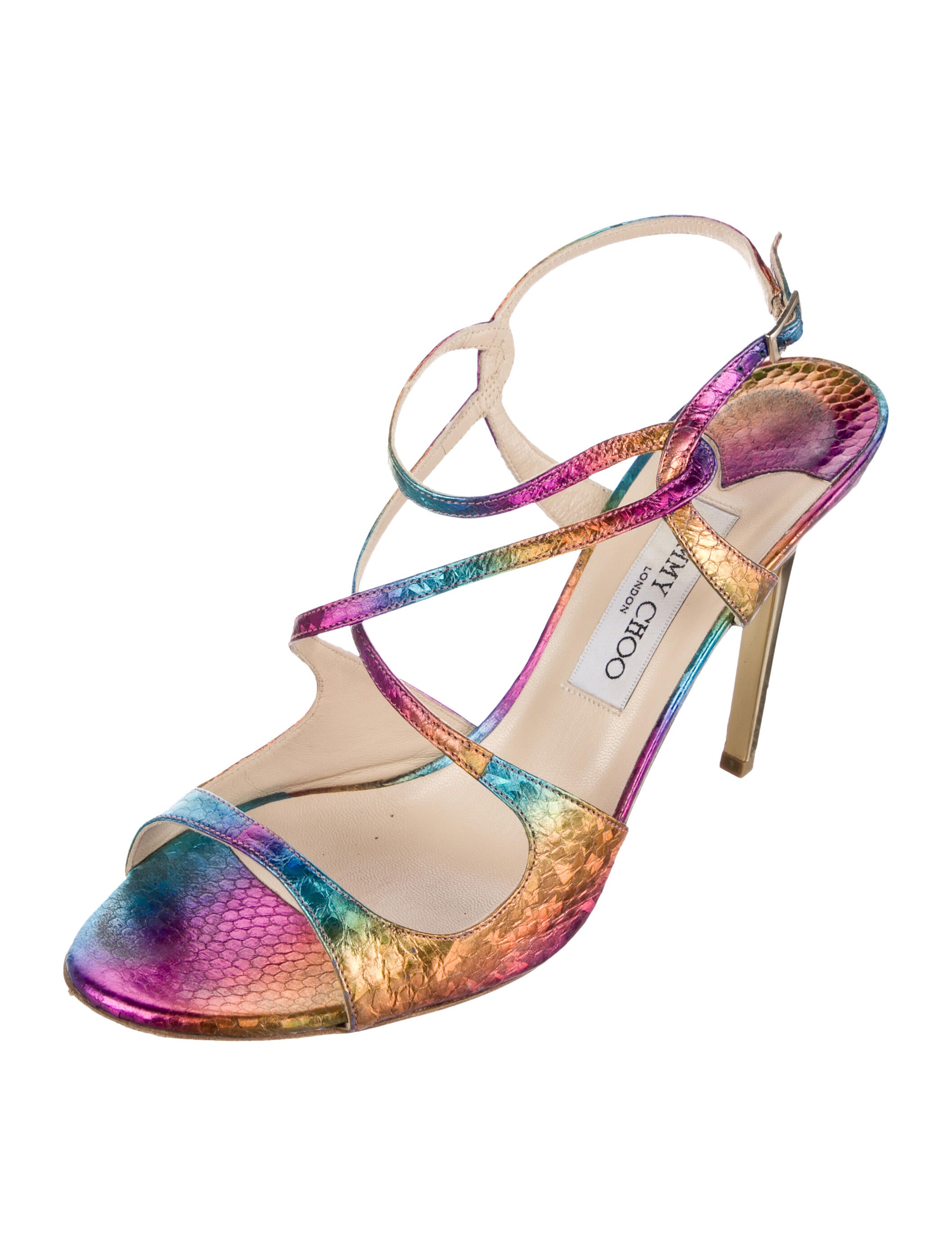 Jimmy Choo Leather Tie-Dye Print Sandals