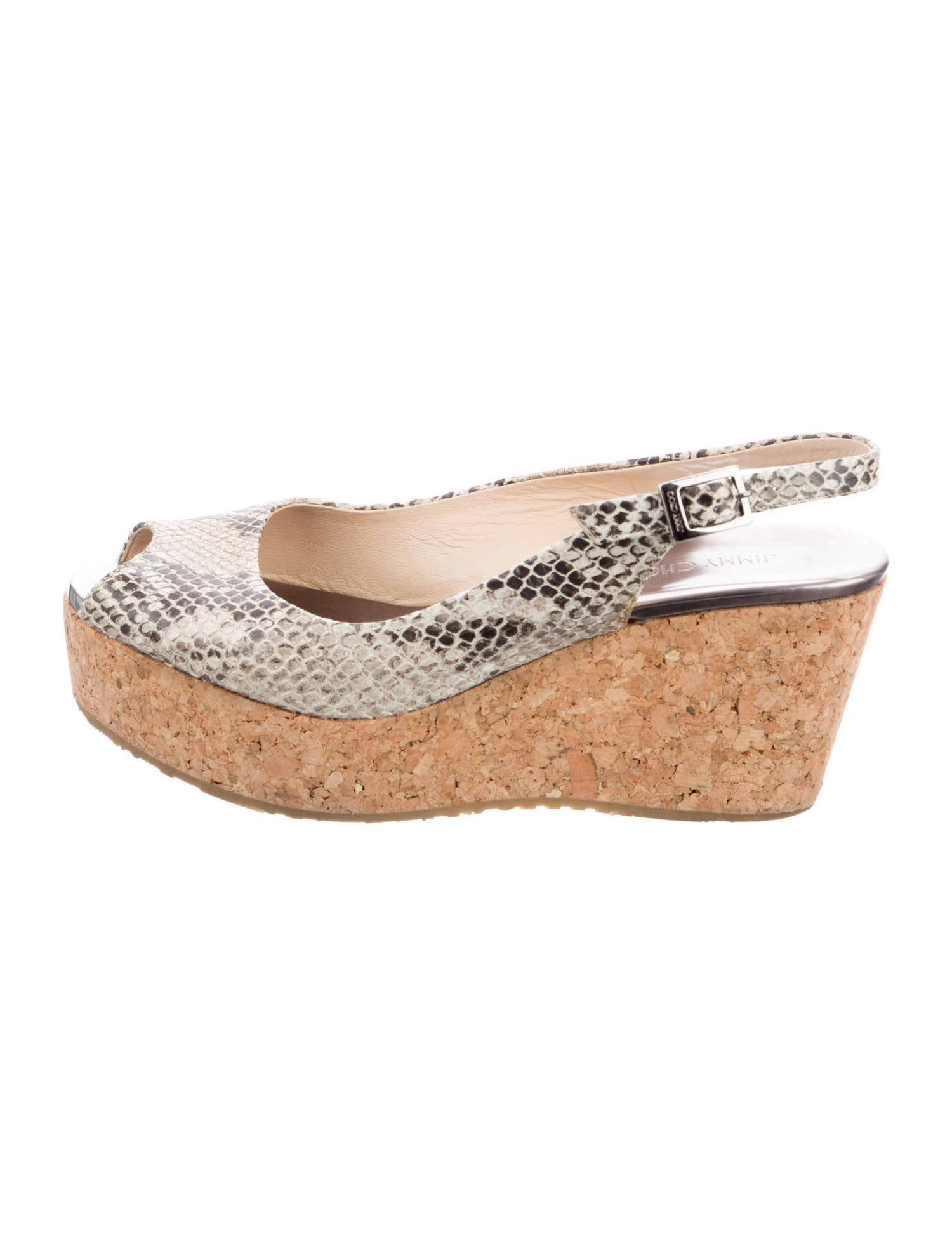 Jimmy Choo Embossed Leather Animal Print Slingback Pumps