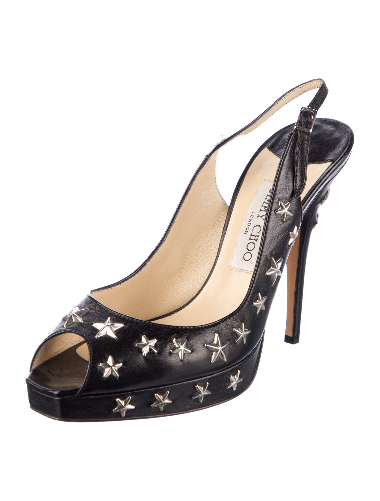 Jimmy Choo Leather Studded Accents Slingback Pumps