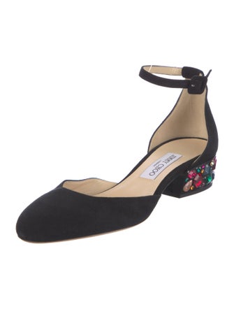 Jimmy Choo Suede Crystal Embellishments D'Orsay Pumps