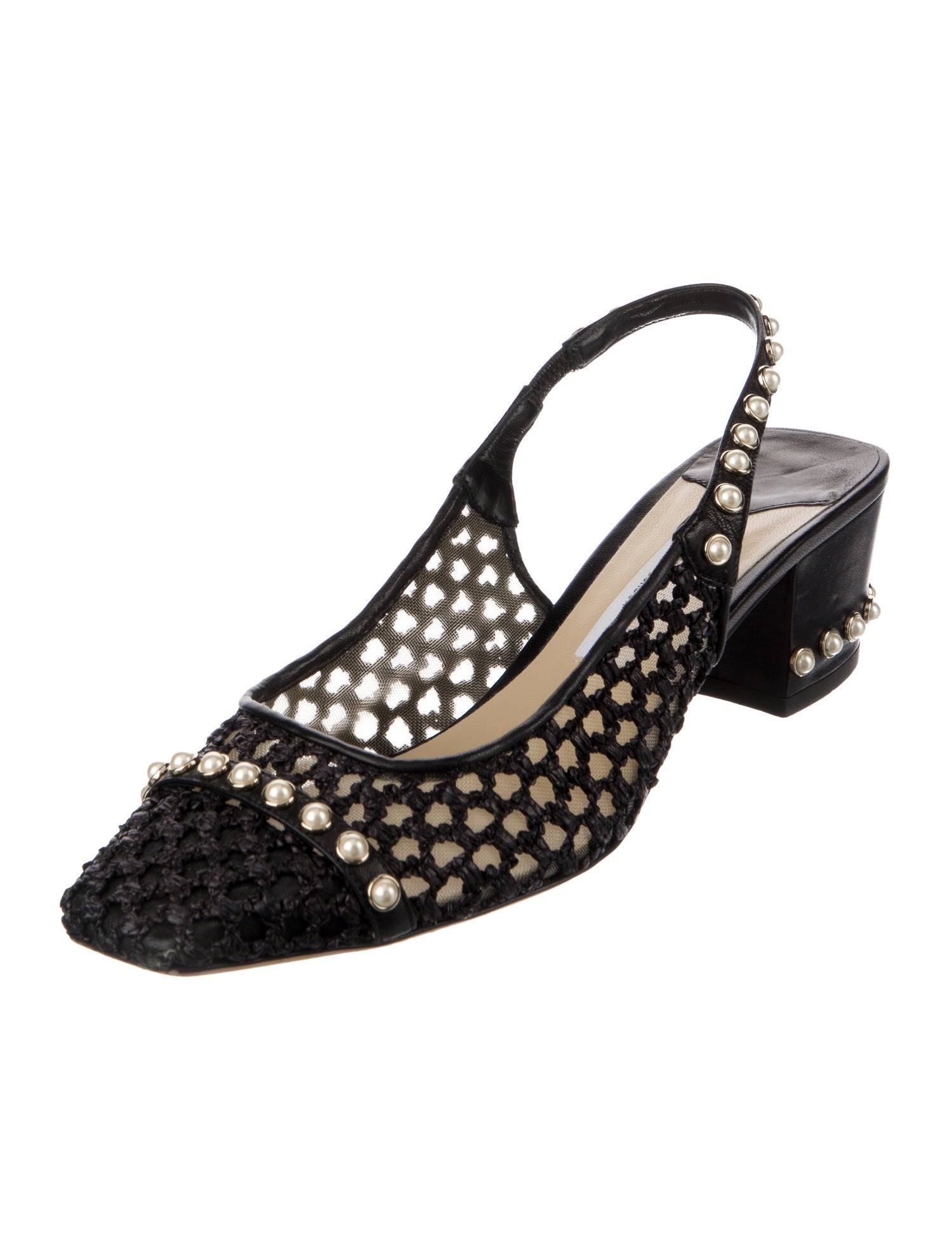 Jimmy Choo Mesh Beaded Accents Slingback Pumps