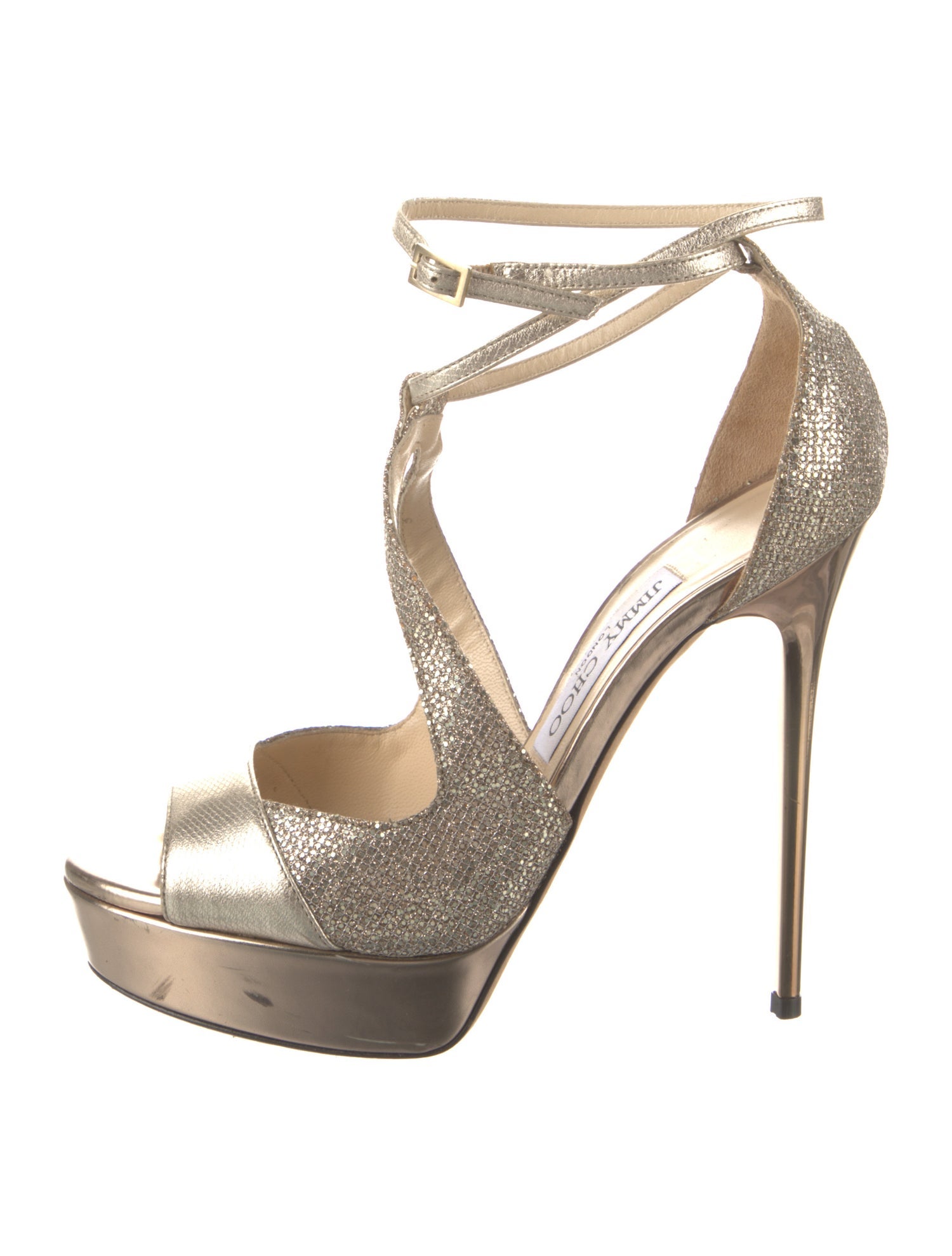 Jimmy Choo Glitter Colorblock Pattern Sandals