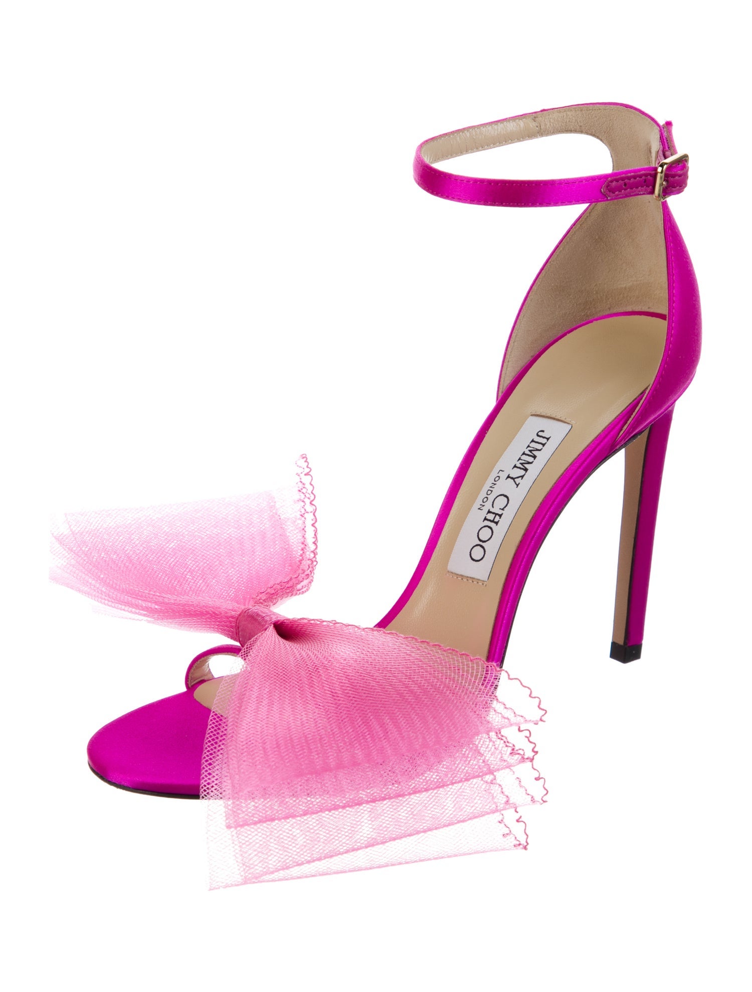 Jimmy Choo Satin Mesh Accents Sandals