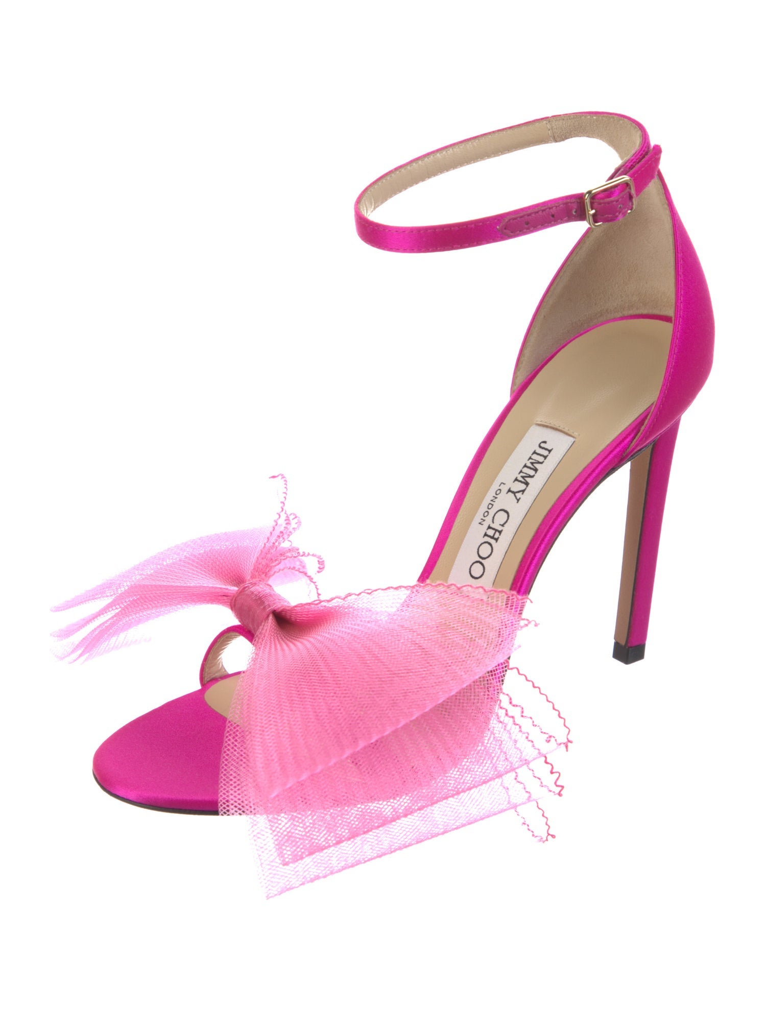 Jimmy Choo Satin Mesh Accents Sandals