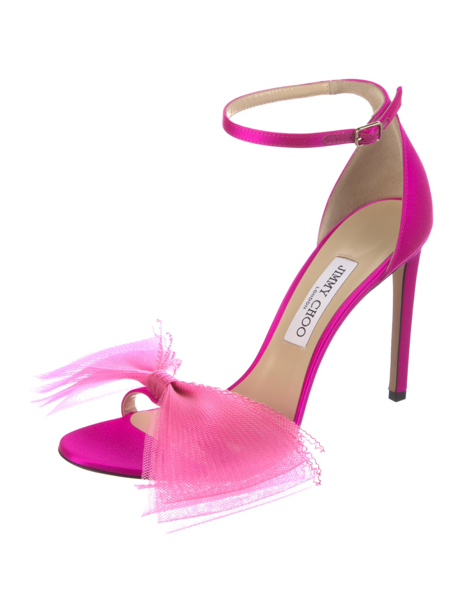 Jimmy Choo Satin Mesh Accents Sandals