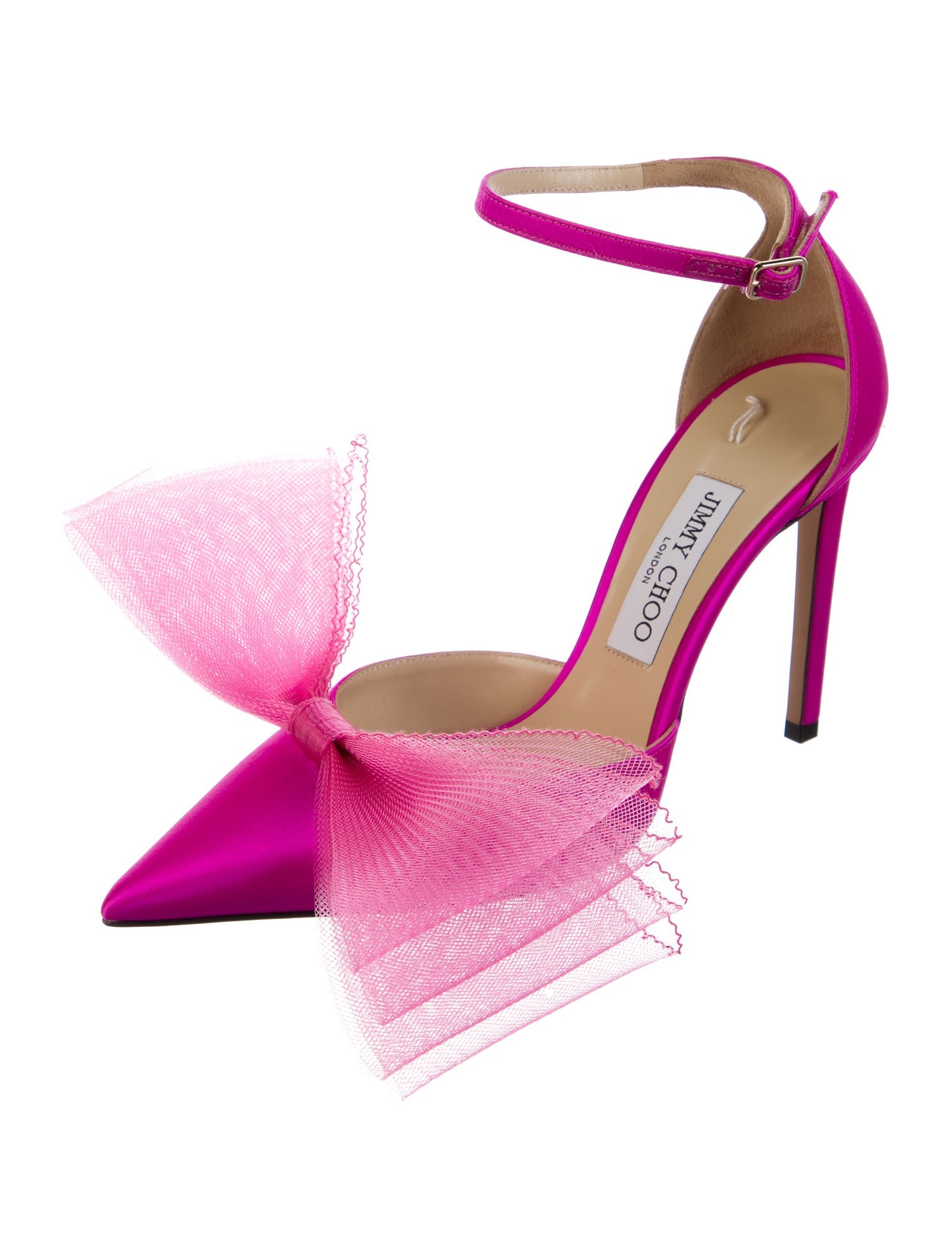 Jimmy Choo Satin Mesh Accents D'Orsay Pumps