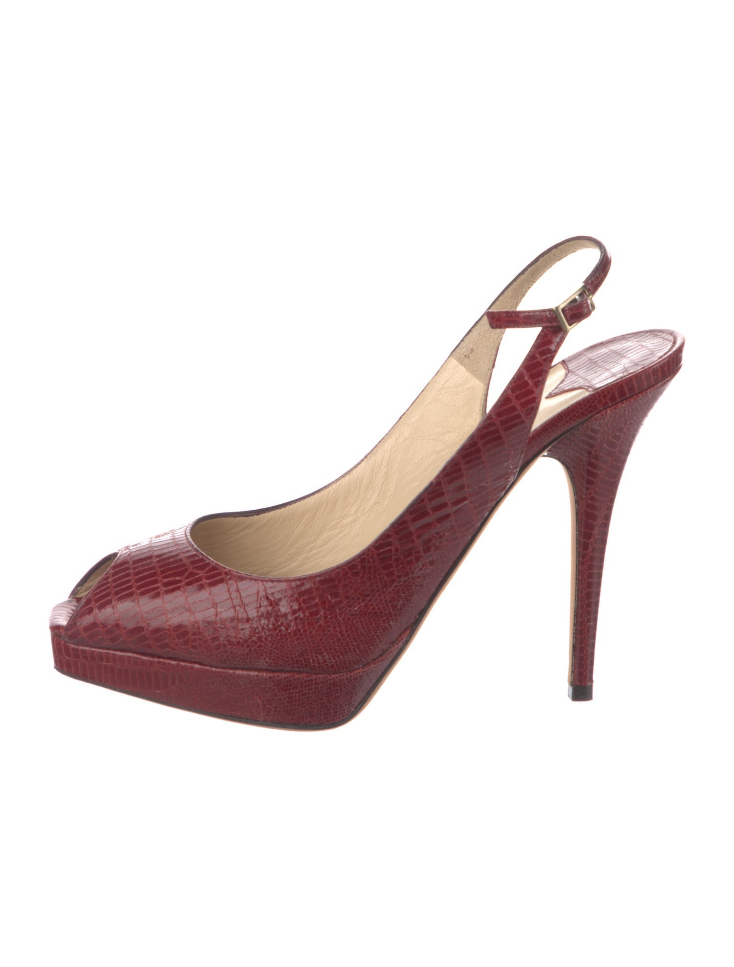 Jimmy Choo Embossed Leather Animal Print Slingback Pumps