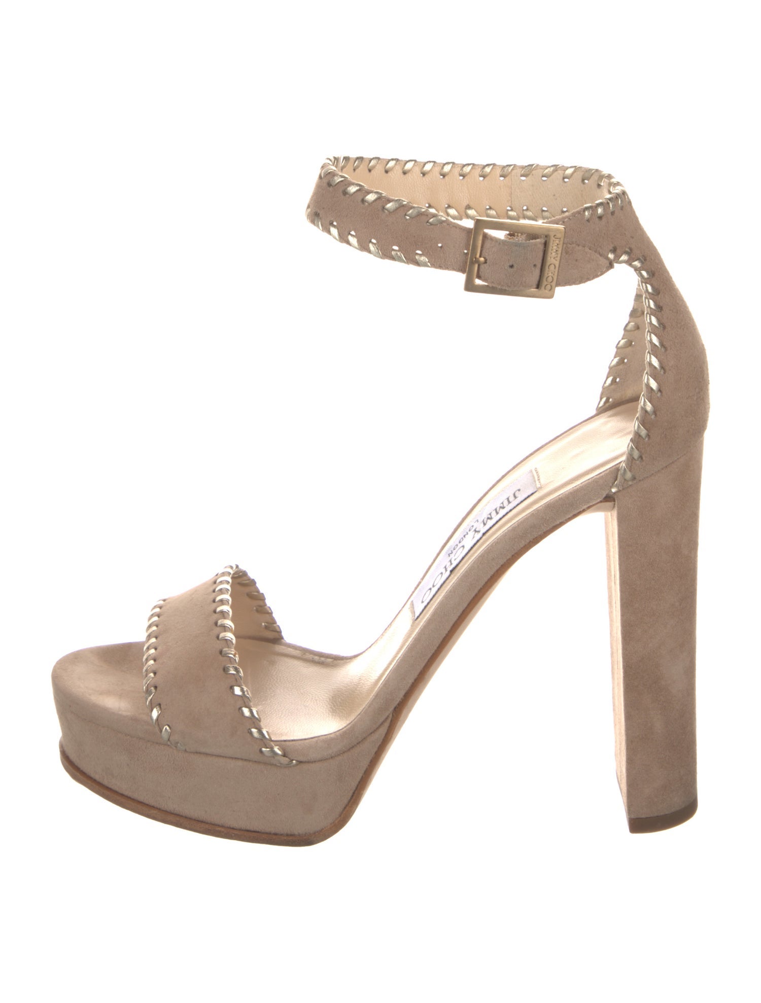 Jimmy Choo Suede Whipstitch Trim Sandals