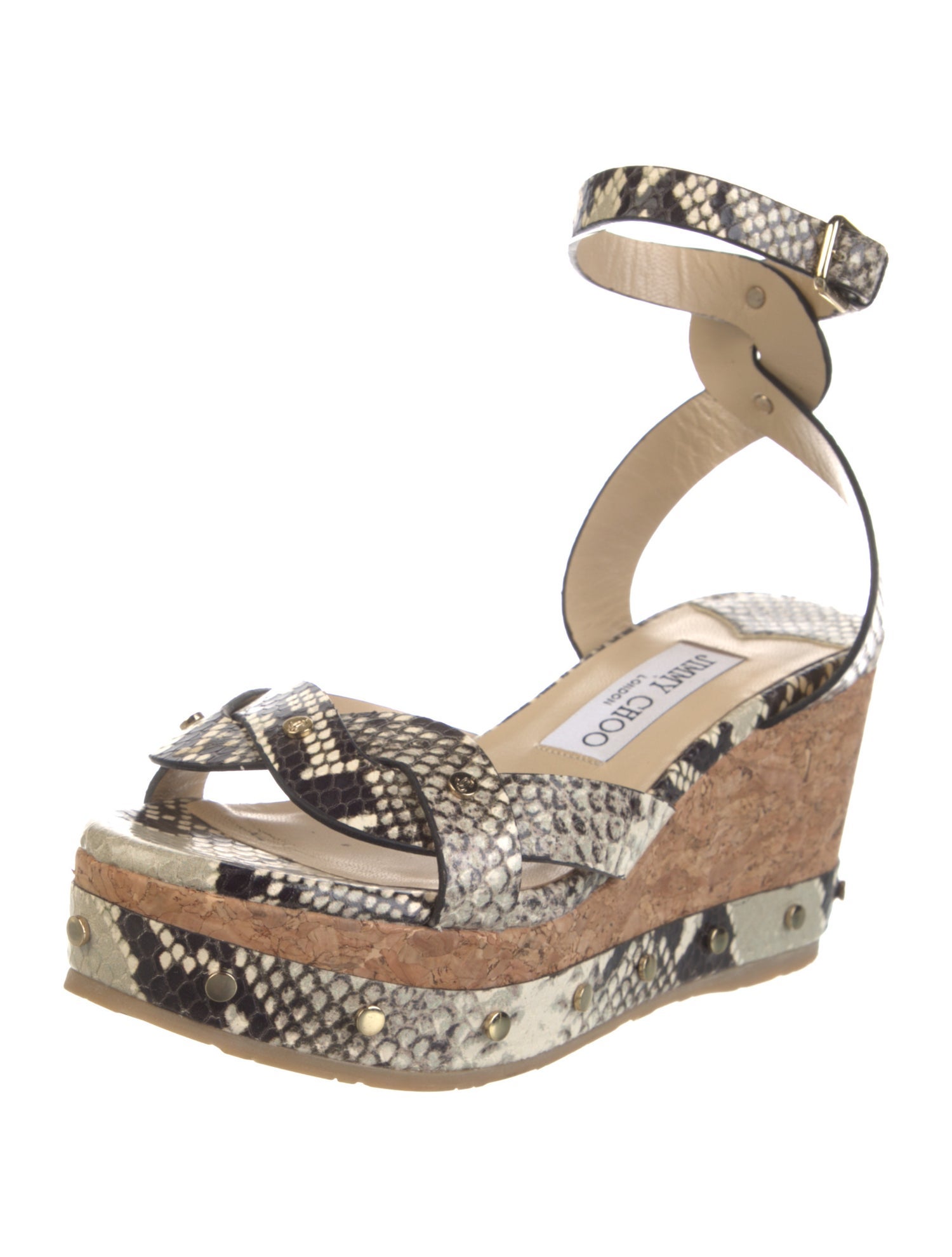 Jimmy Choo Leather Animal Print Sandals