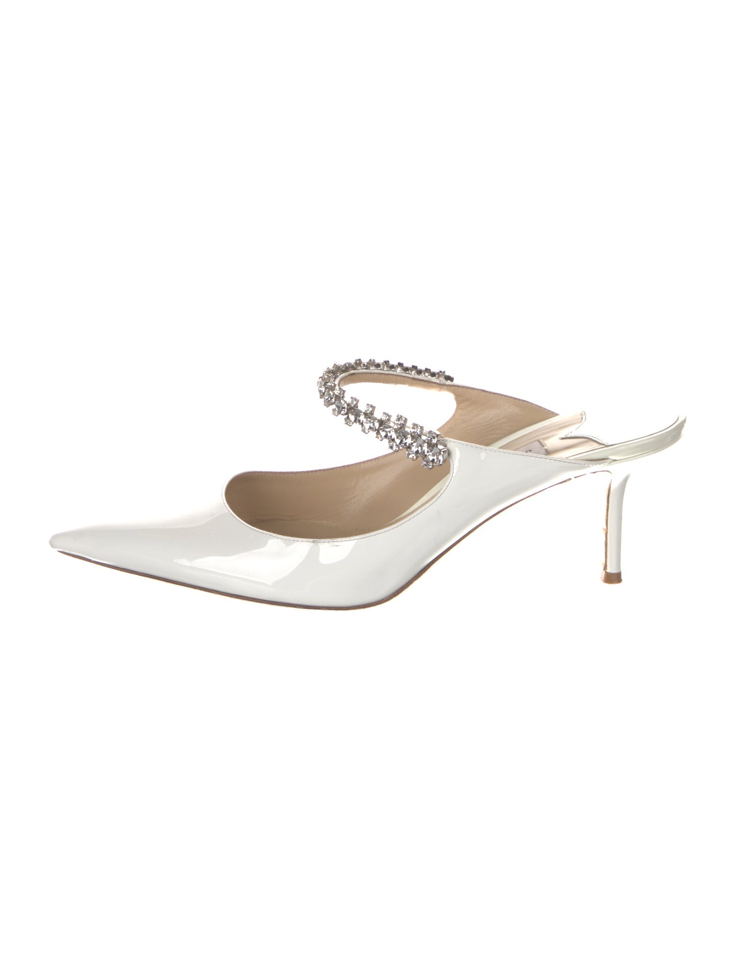 Jimmy Choo Patent Leather Crystal Embellishments Mules