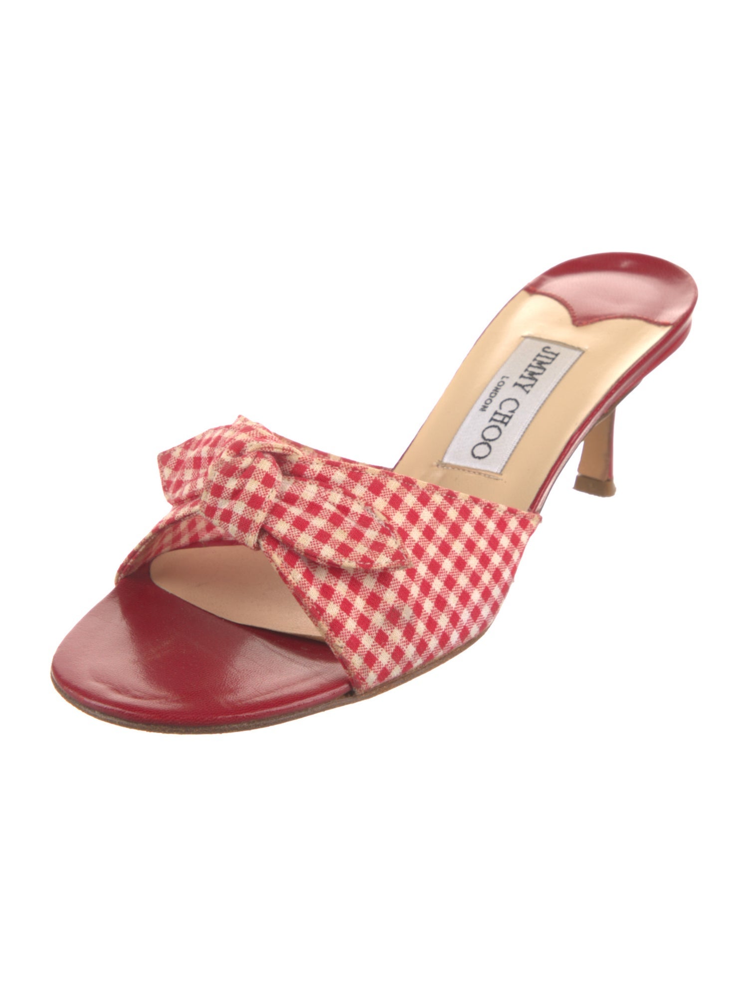 Jimmy Choo Plaid Print Bow Accents Slides