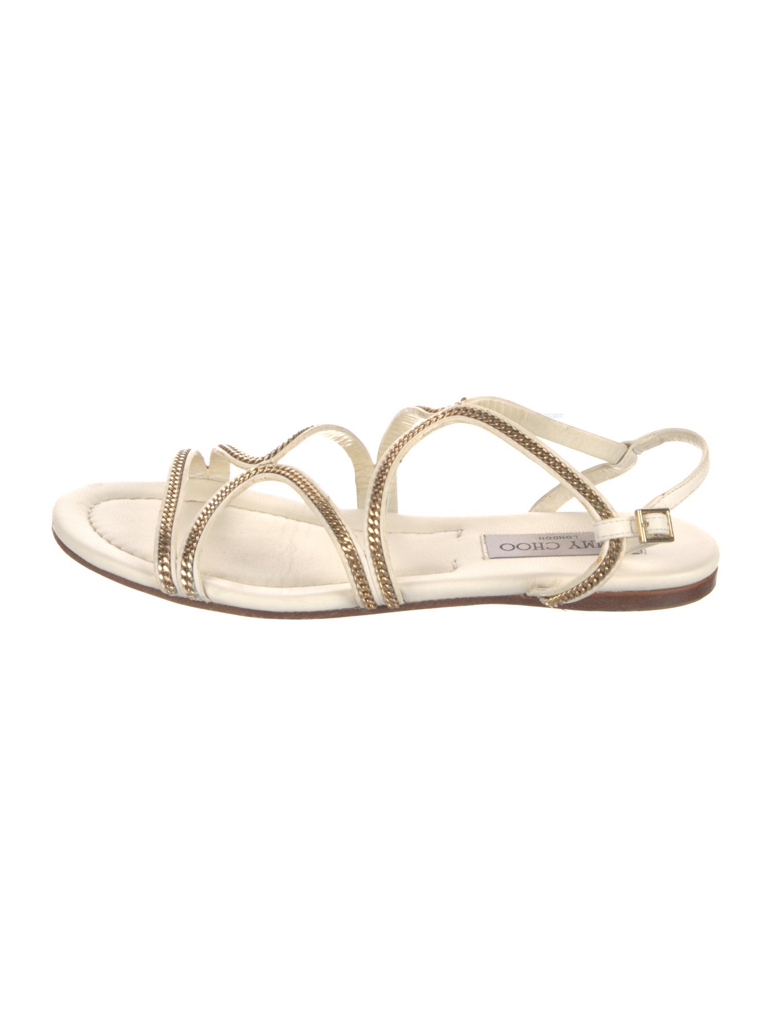 Jimmy Choo Leather Chain-Link Accents Slingback Sandals