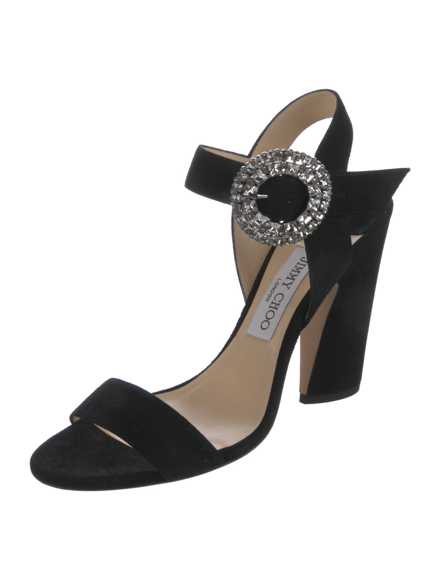 Jimmy Choo Suede Crystal Embellishments Slingback Sandals