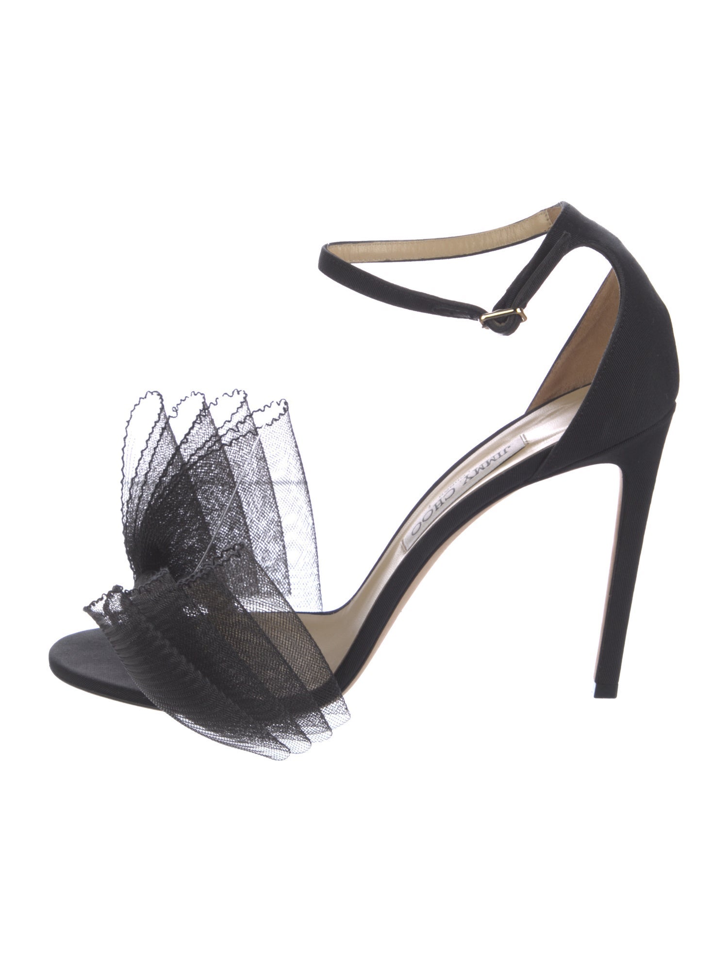 Jimmy Choo Satin Mesh Accents Sandals