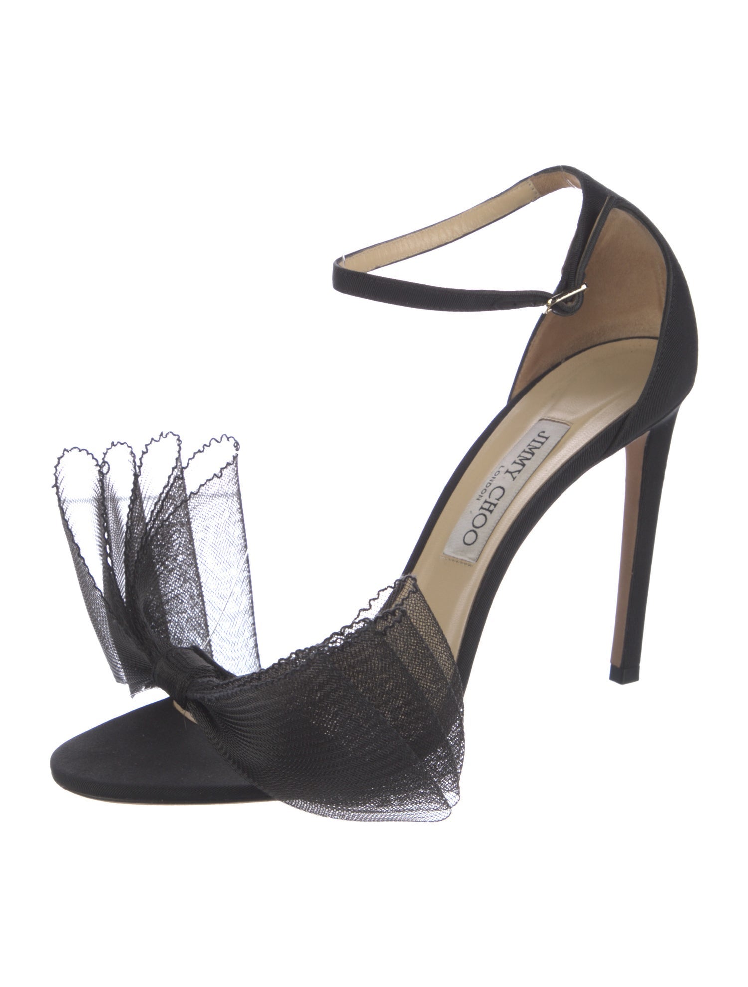 Jimmy Choo Satin Mesh Accents Sandals