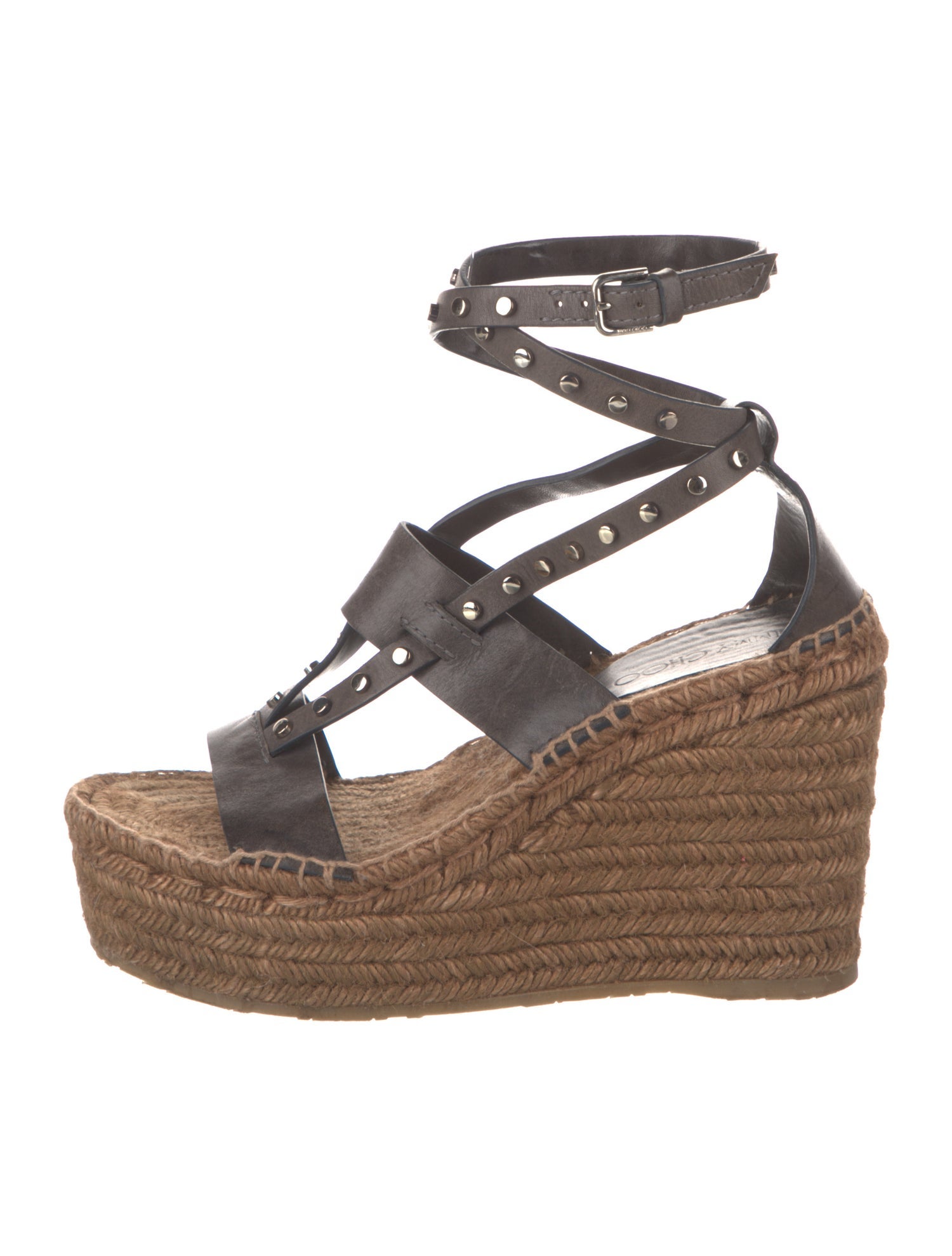 Jimmy Choo Leather Studded Accents Espadrilles