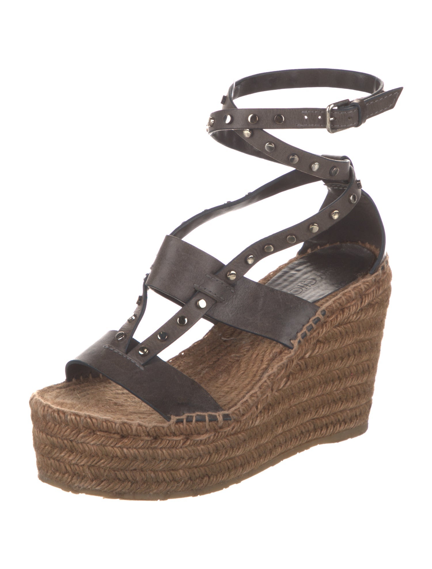 Jimmy Choo Leather Studded Accents Espadrilles