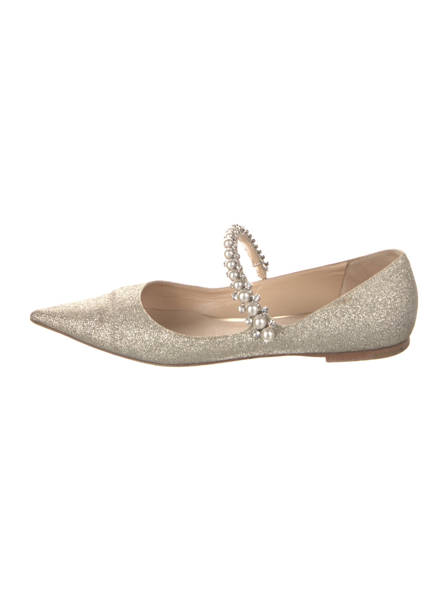 Jimmy Choo Glitter Crystal Embellishments Mary Jane Flats