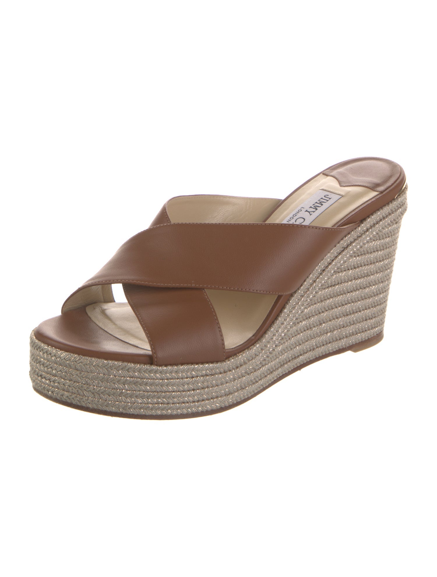 Jimmy Choo Leather Colorblock Pattern Espadrilles