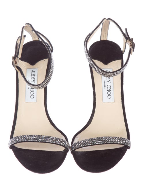 Jimmy Choo Rhinestone Embellished Satin Sandals Shoes JIM48157