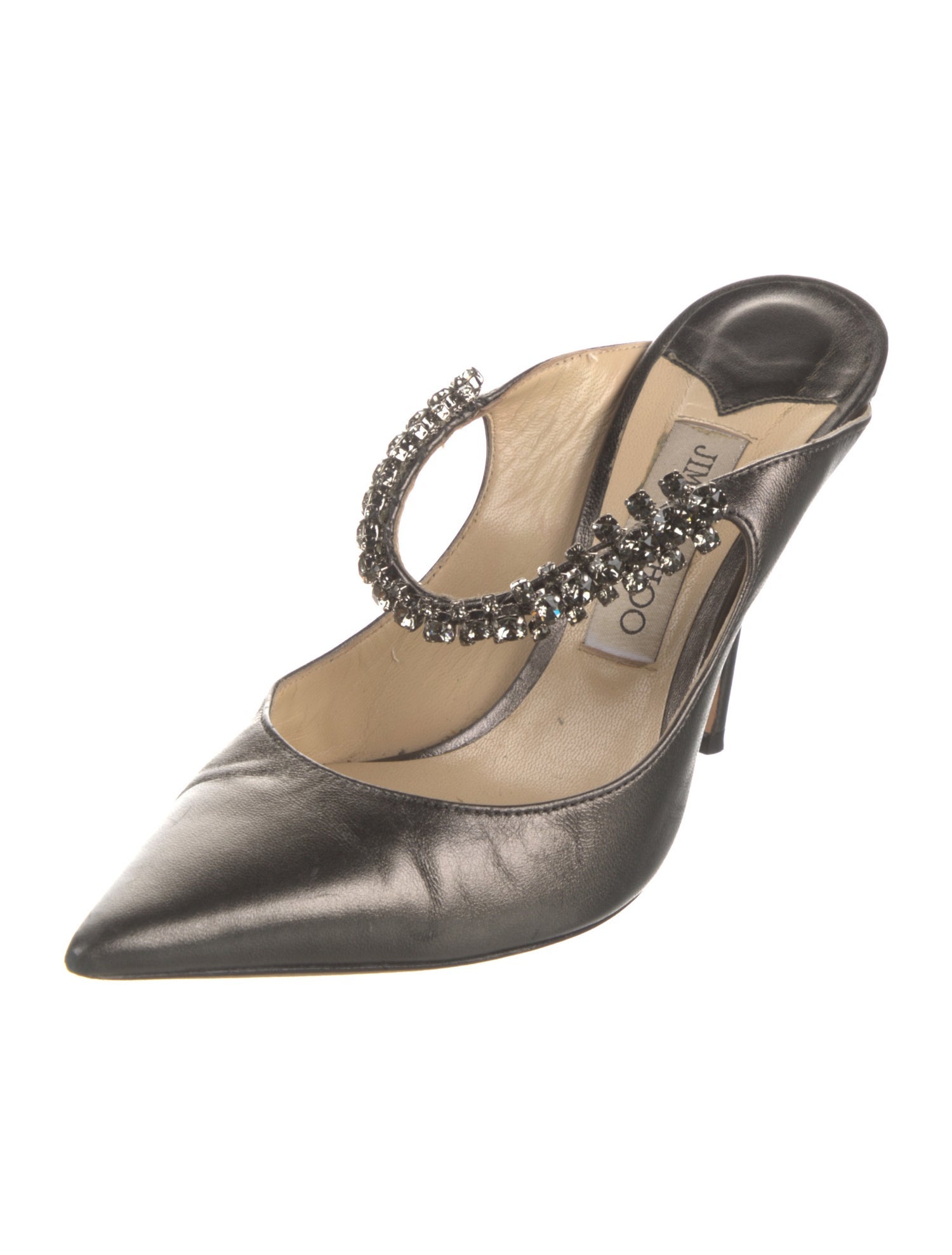 Jimmy Choo Faux Pearl Accents Leather Mules