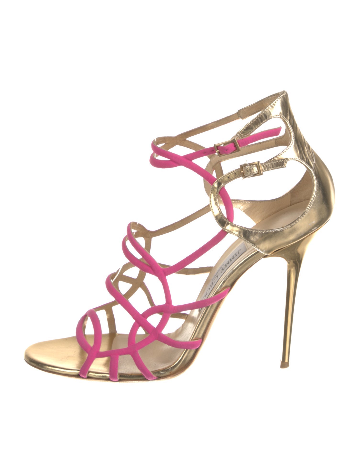 Jimmy Choo Leather Colorblock Pattern Sandals