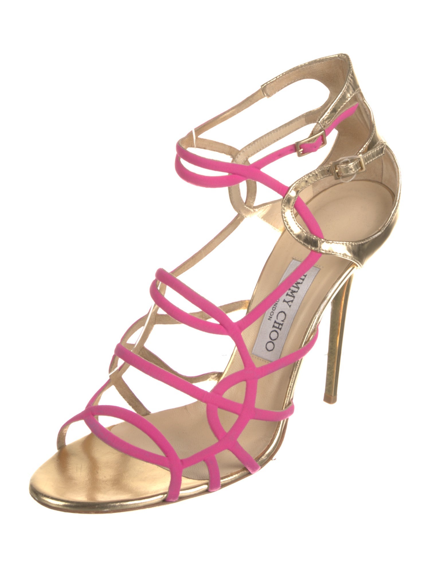 Jimmy Choo Leather Colorblock Pattern Sandals