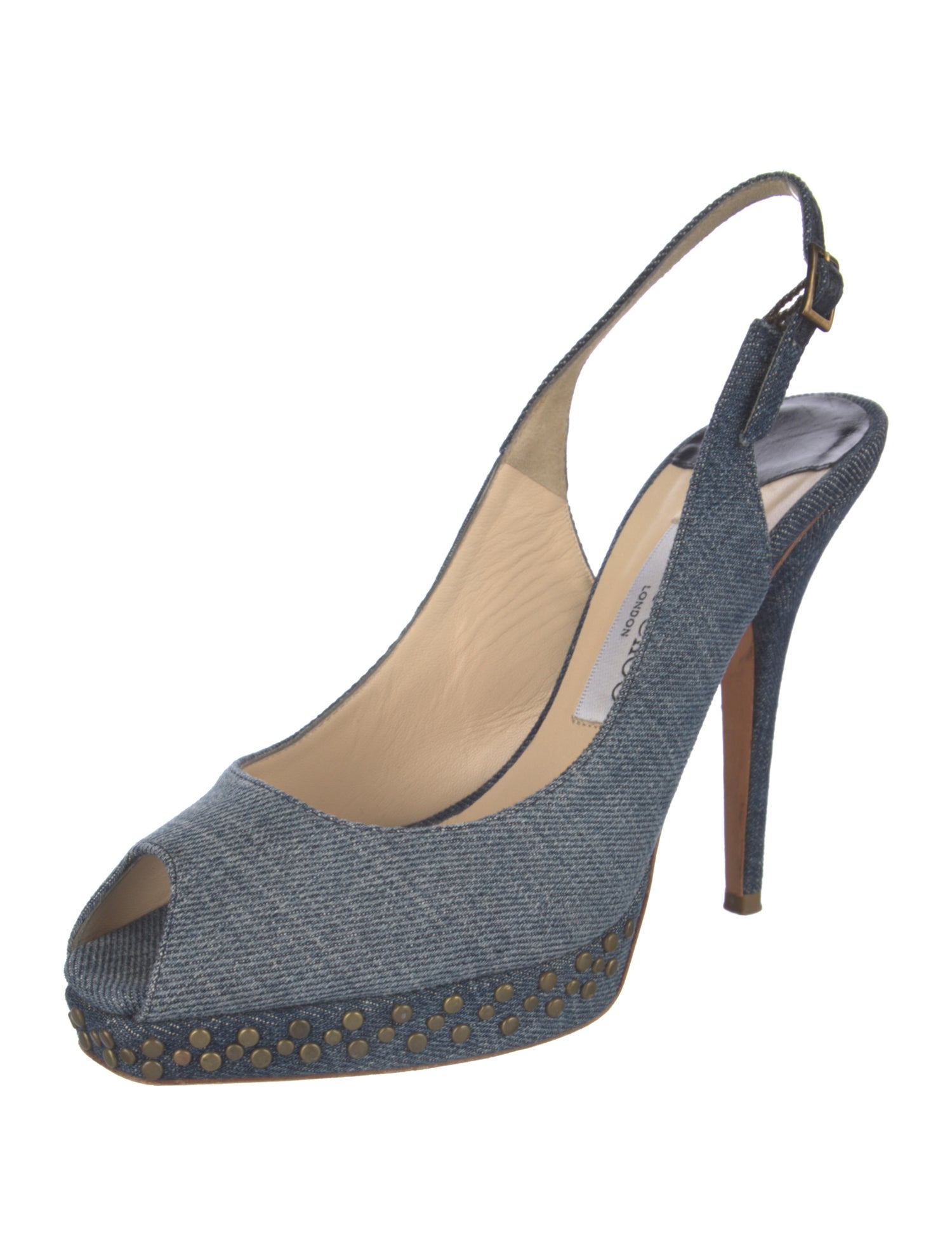 Jimmy Choo Denim Colorblock Pattern Slingback Pumps