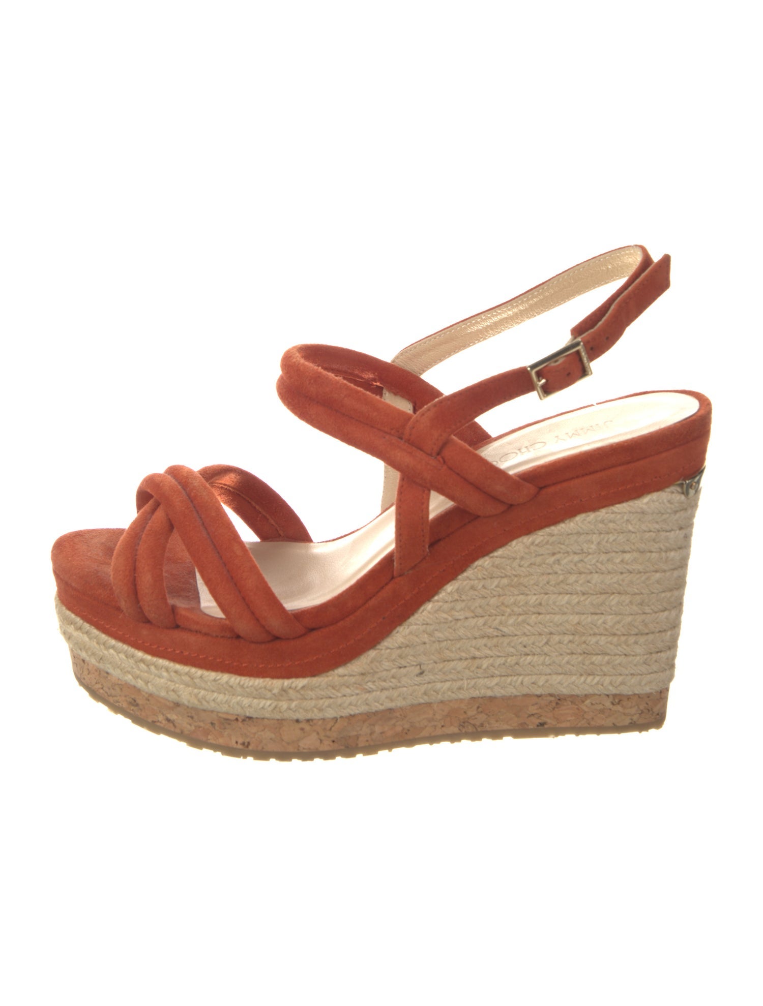 Jimmy Choo Suede Leather Trim Embellishment Espadrilles