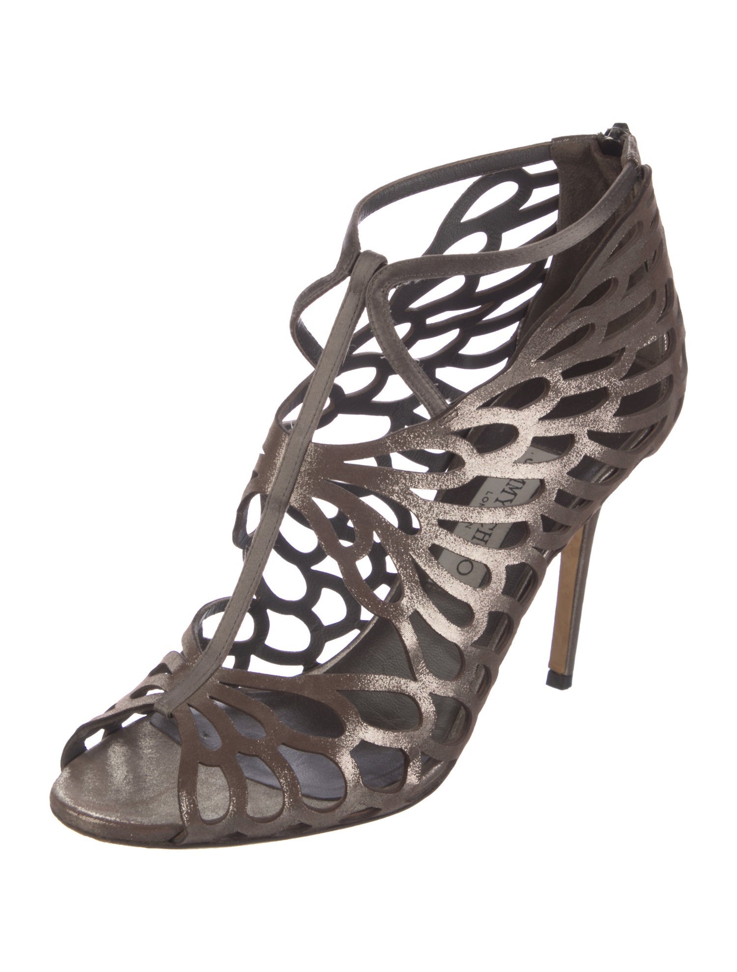 Jimmy Choo Leather Cutout Accent T-Strap Pumps