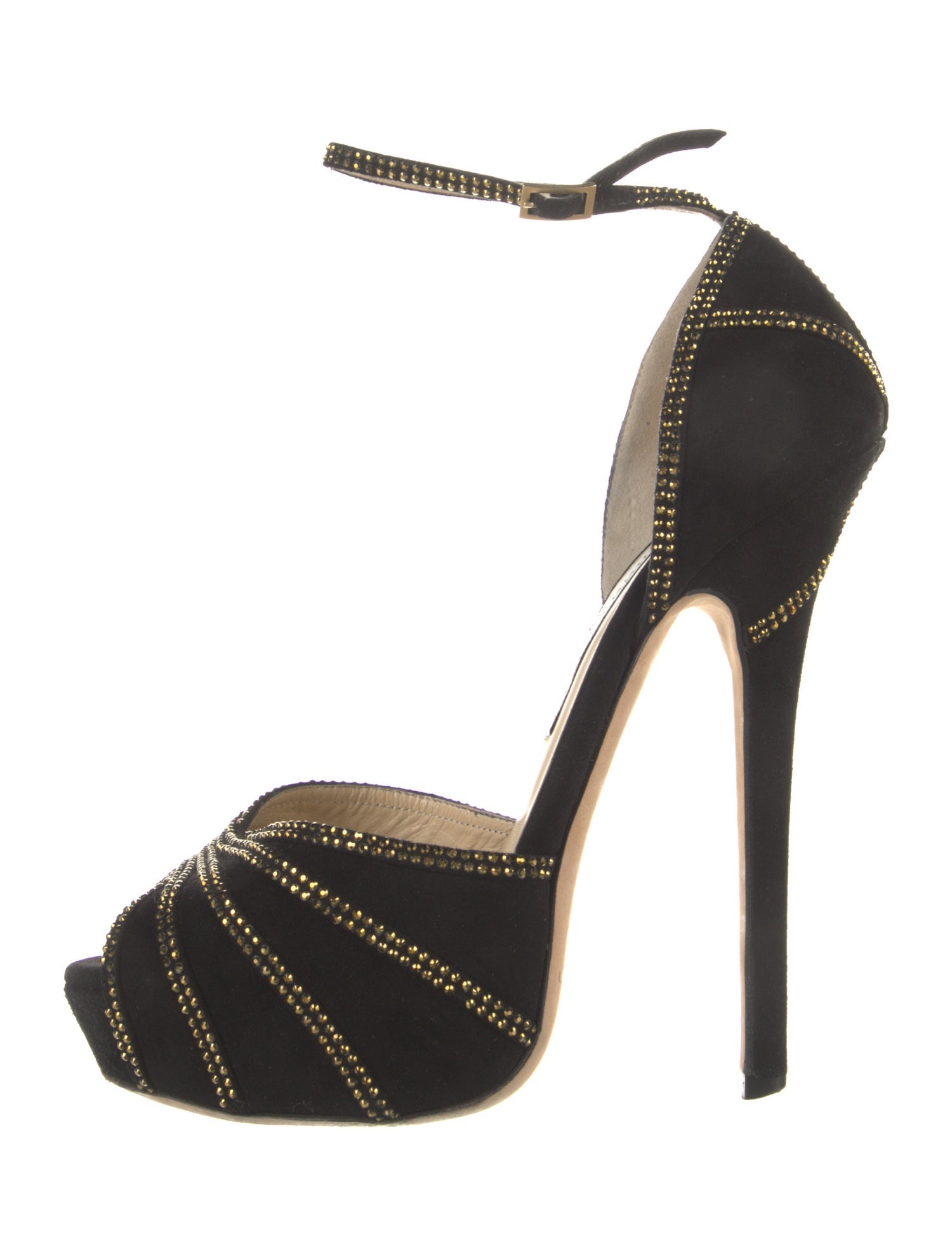 Jimmy Choo Suede Crystal Embellishments D'Orsay Pumps