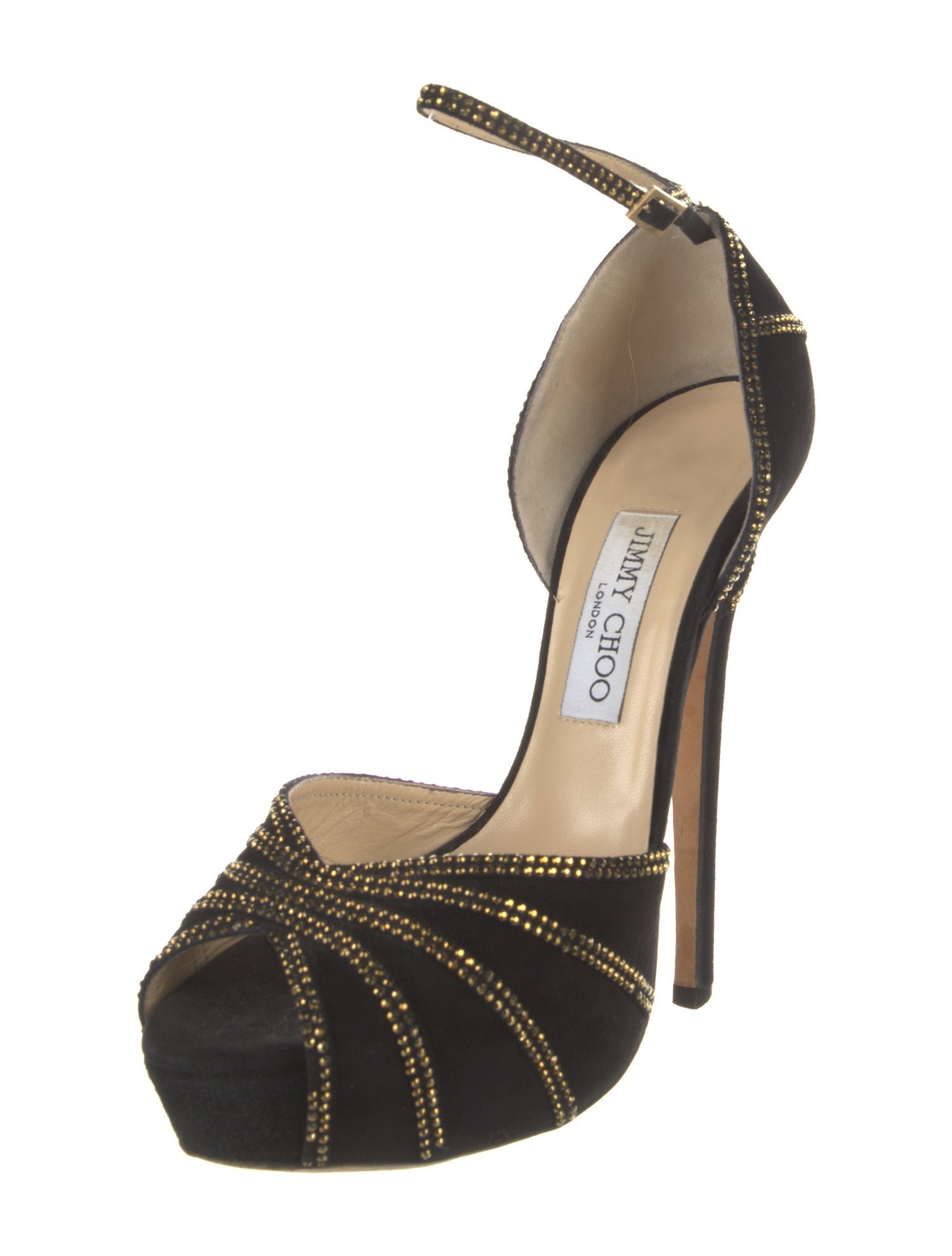 Jimmy Choo Suede Crystal Embellishments D'Orsay Pumps