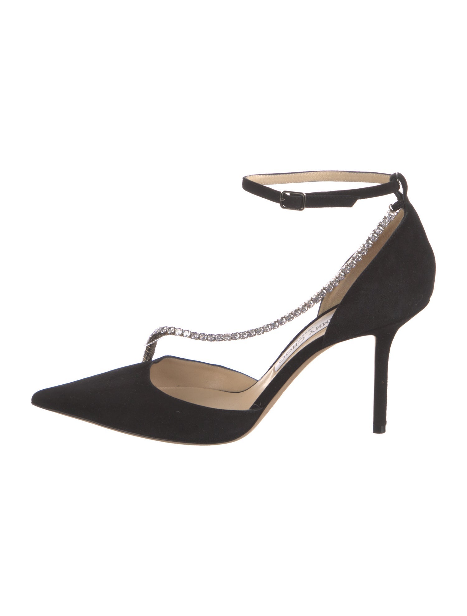 Jimmy Choo Suede Crystal Embellishments D'Orsay Pumps