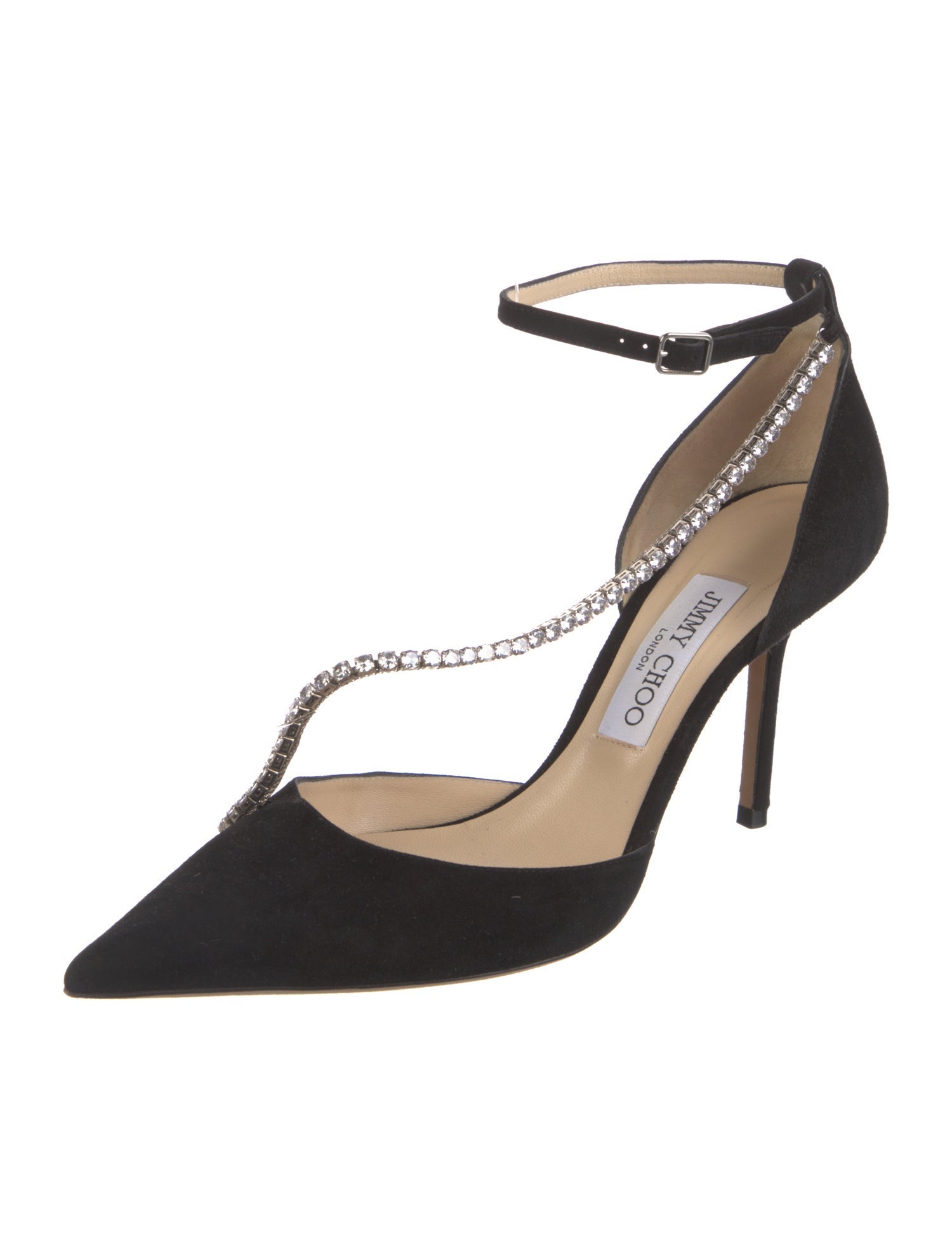 Jimmy Choo Suede Crystal Embellishments D'Orsay Pumps