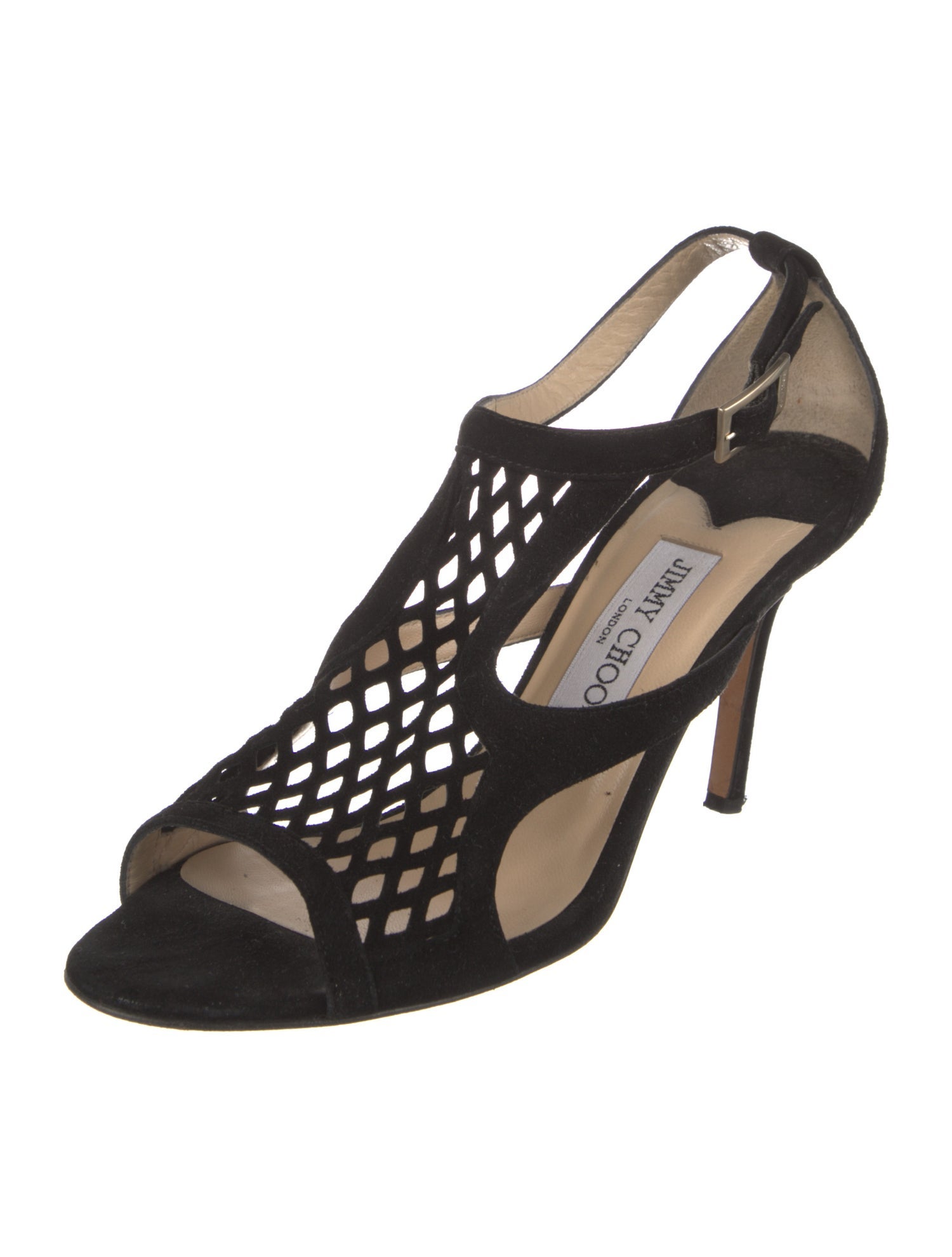 Jimmy Choo Suede Lasercut Accents T-Strap Pumps