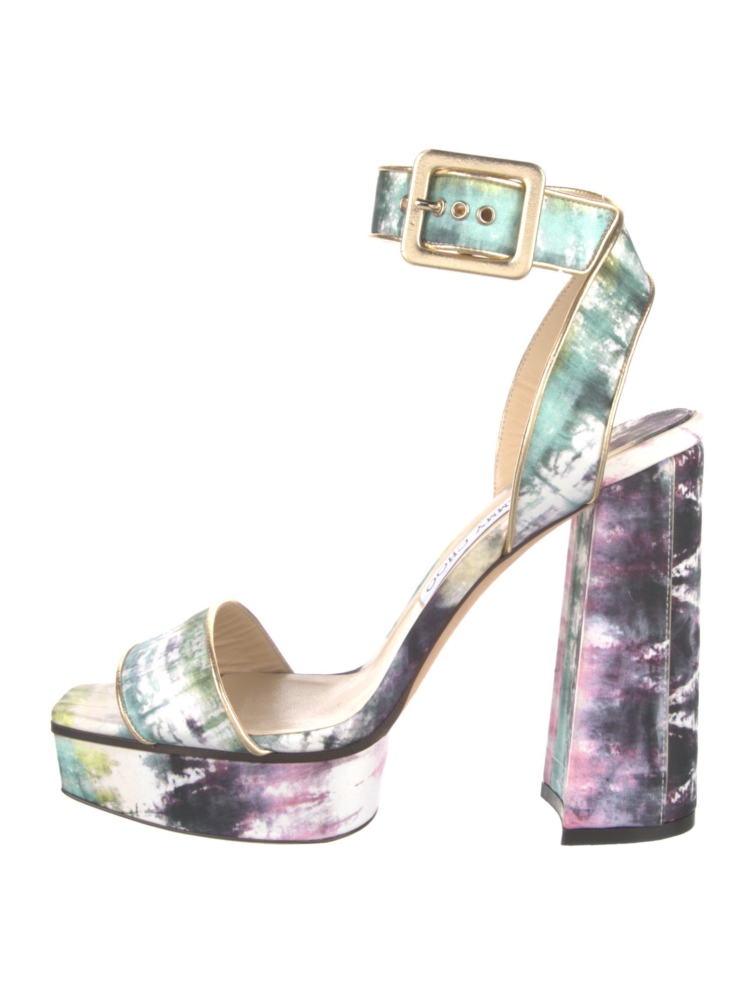 Jimmy Choo Satin Floral Print Sandals