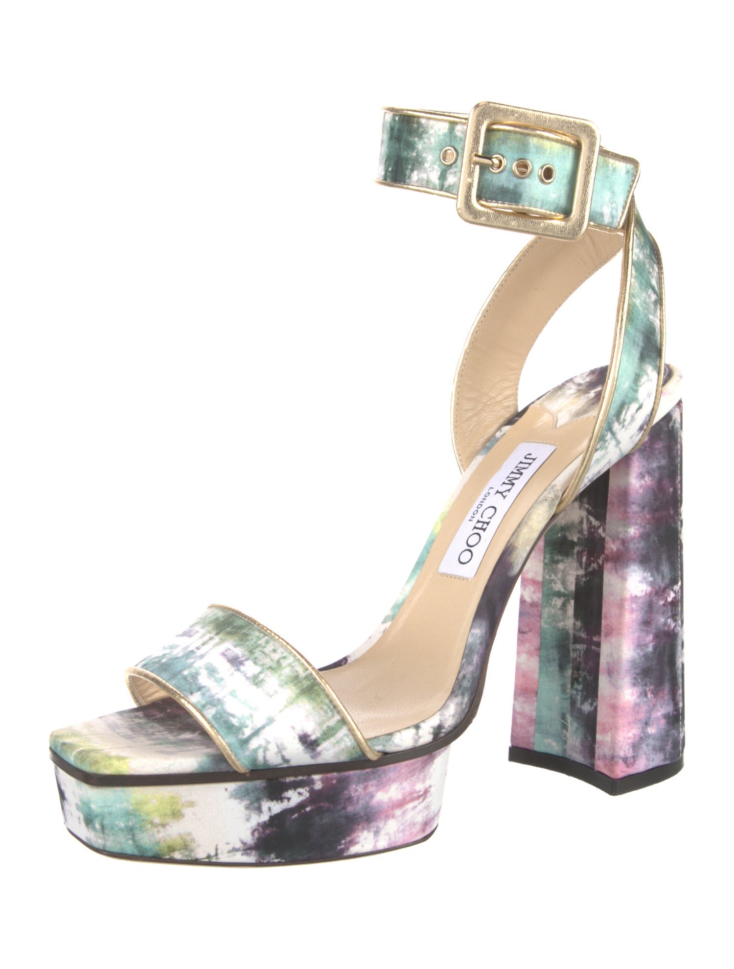 Jimmy Choo Satin Floral Print Sandals