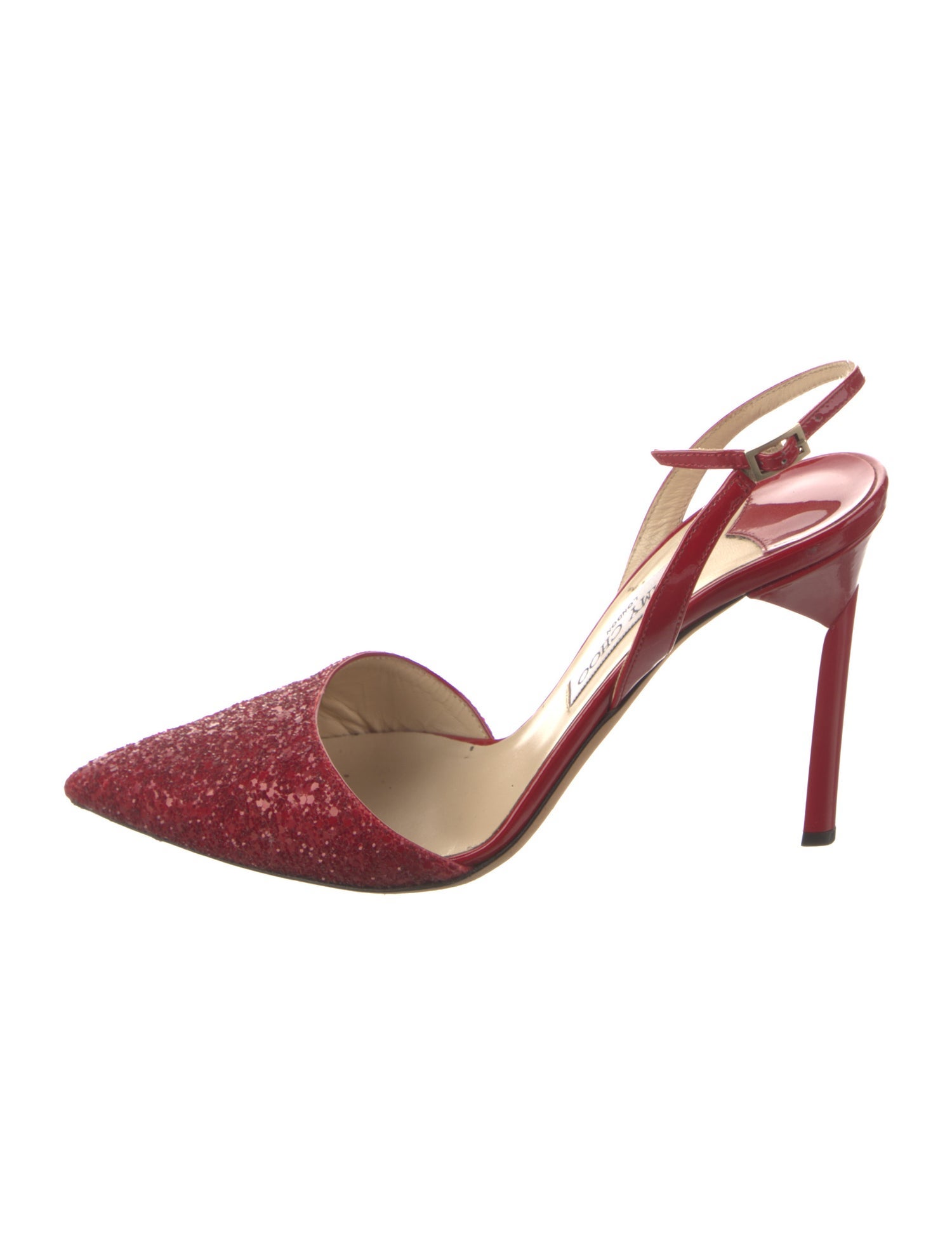 Jimmy Choo Patent Leather Glitter Accents Slingback Pumps