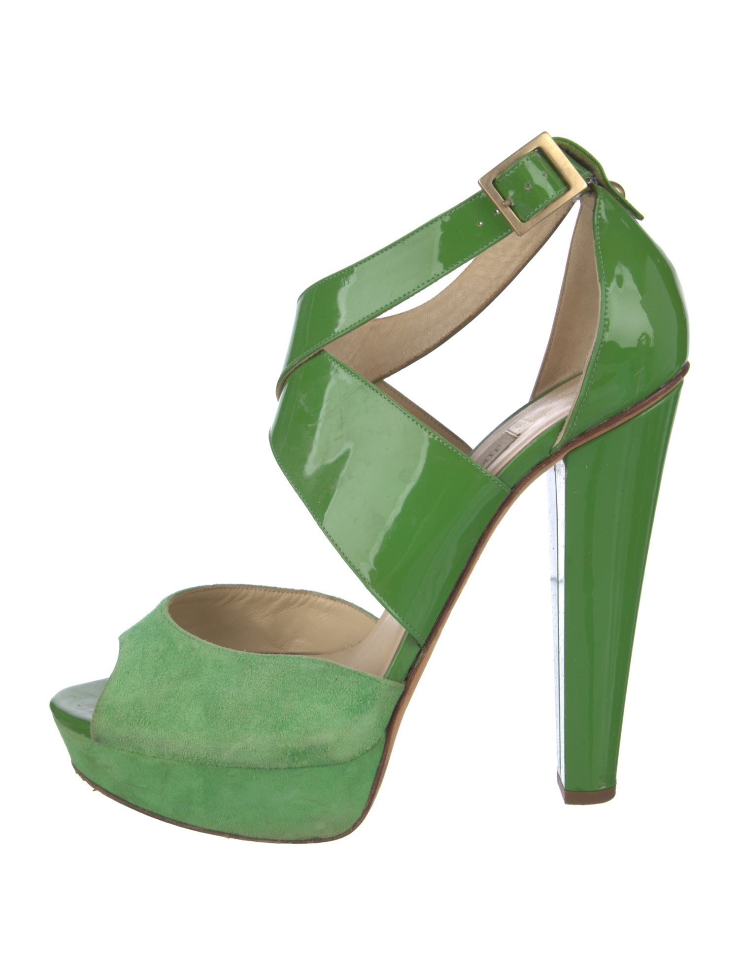 Jimmy Choo Leather Colorblock Pattern Sandals