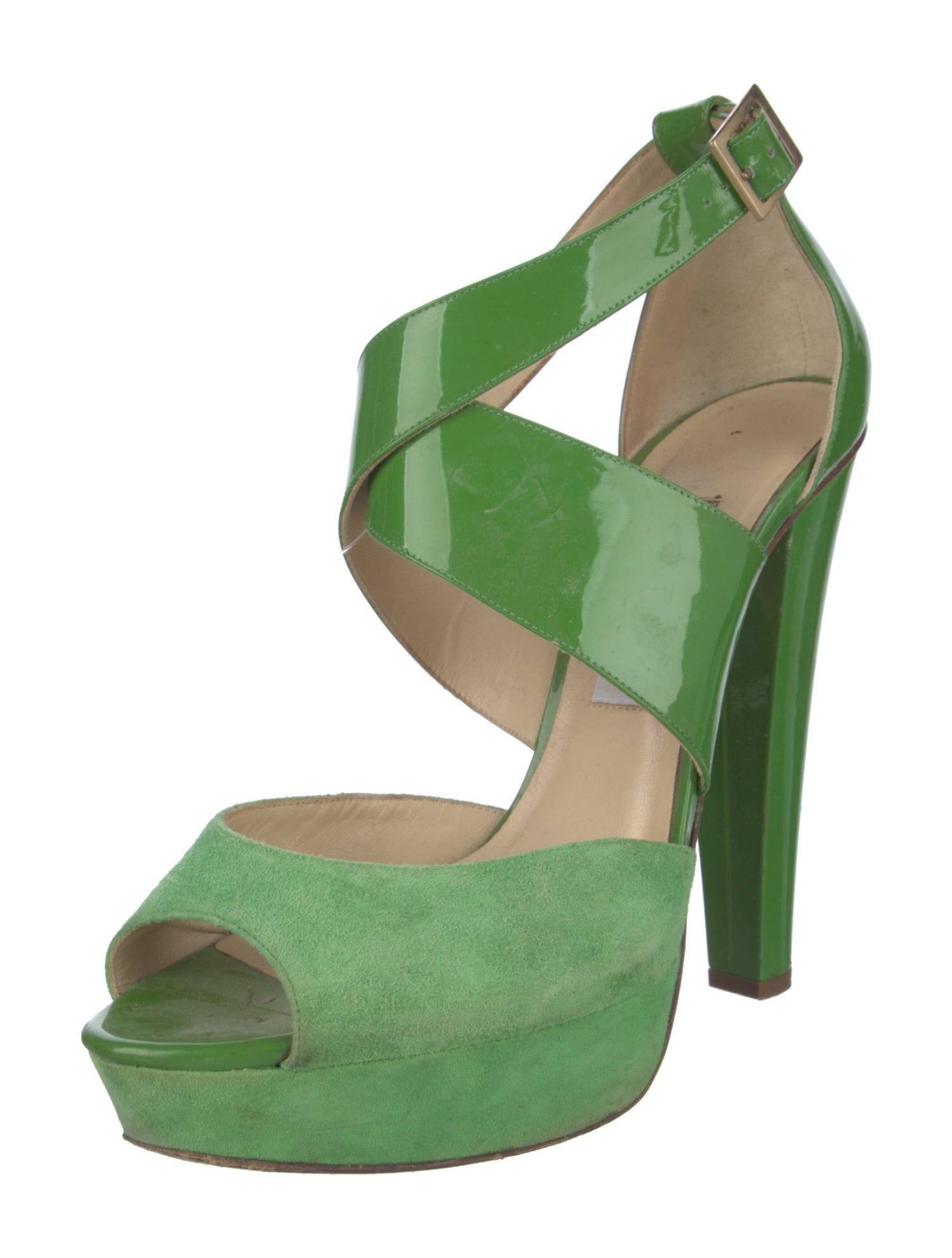 Jimmy Choo Leather Colorblock Pattern Sandals