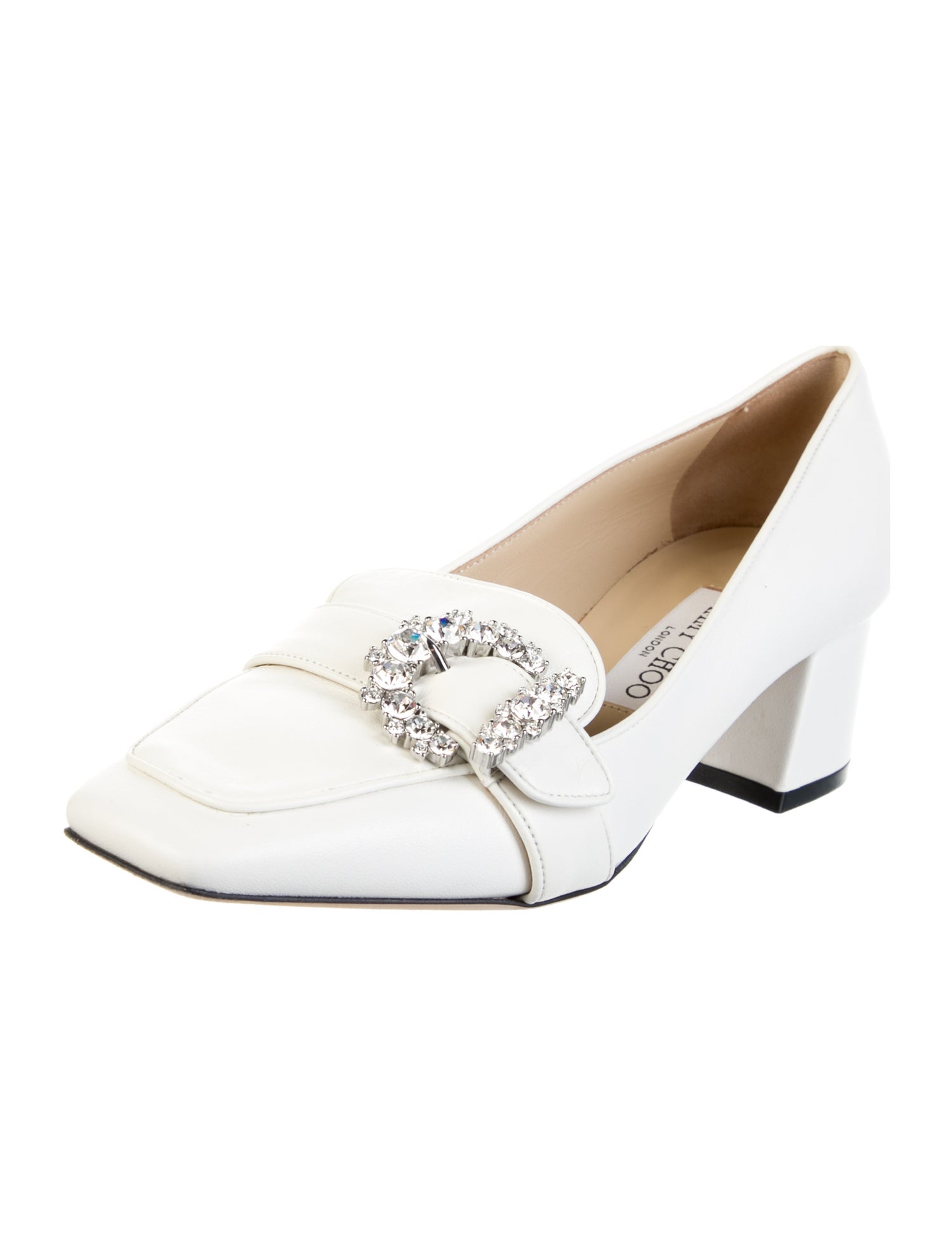 Jimmy Choo Leather Crystal Embellishments Pumps