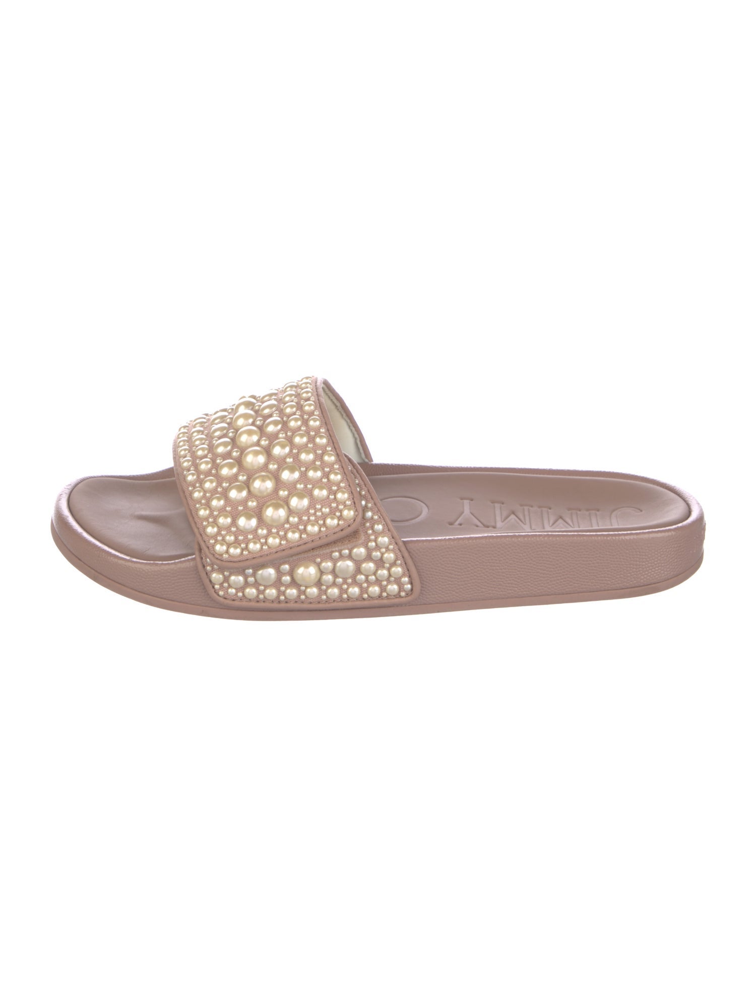 Jimmy Choo Faux Pearl Accents Rubber Slides