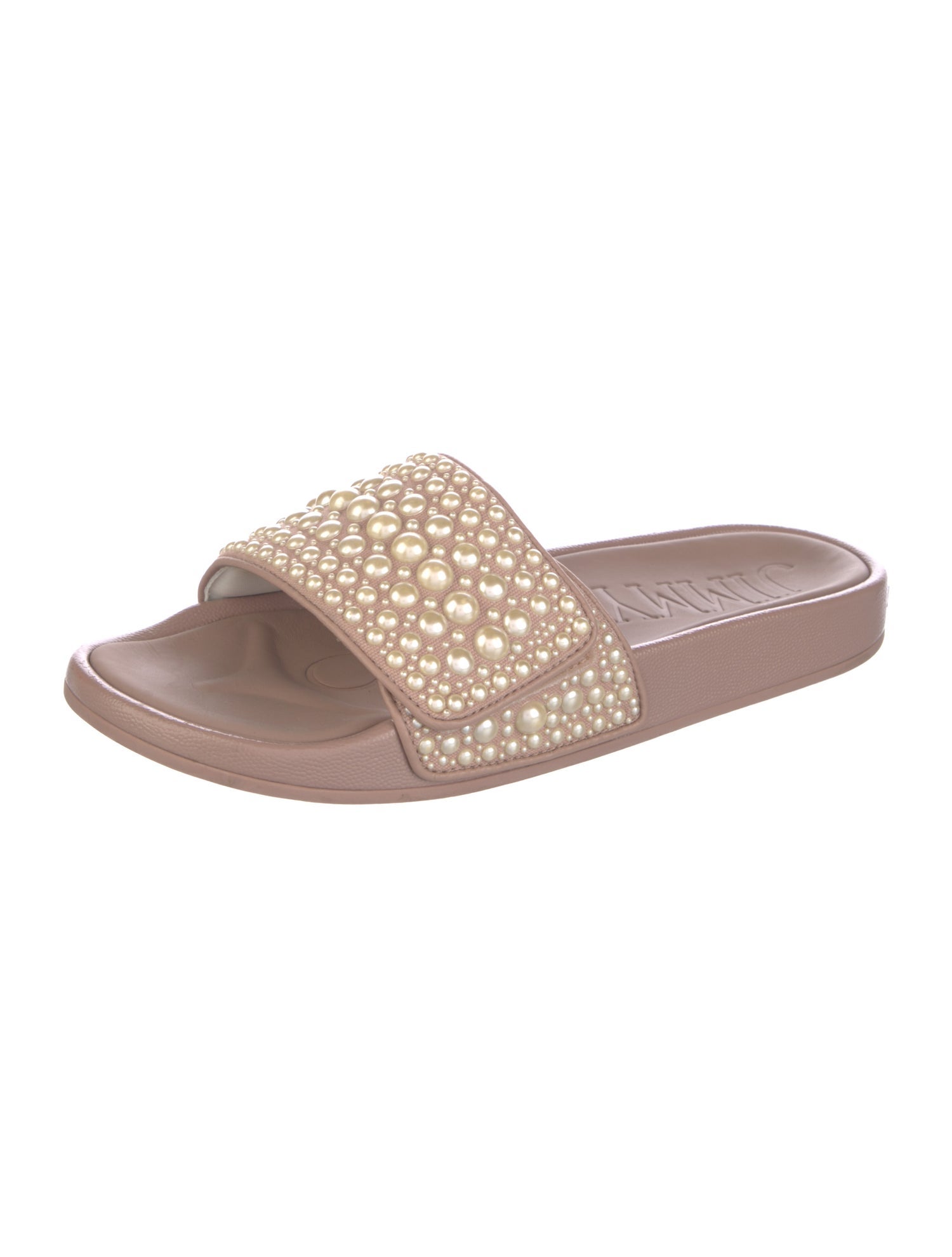Jimmy Choo Faux Pearl Accents Rubber Slides